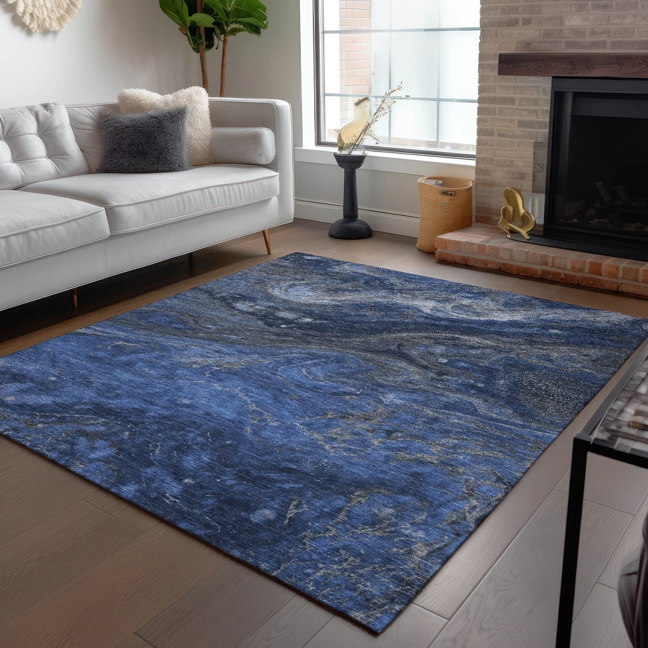Machine Washable Indoor/ Outdoor Chantille Modern Abstract Rug