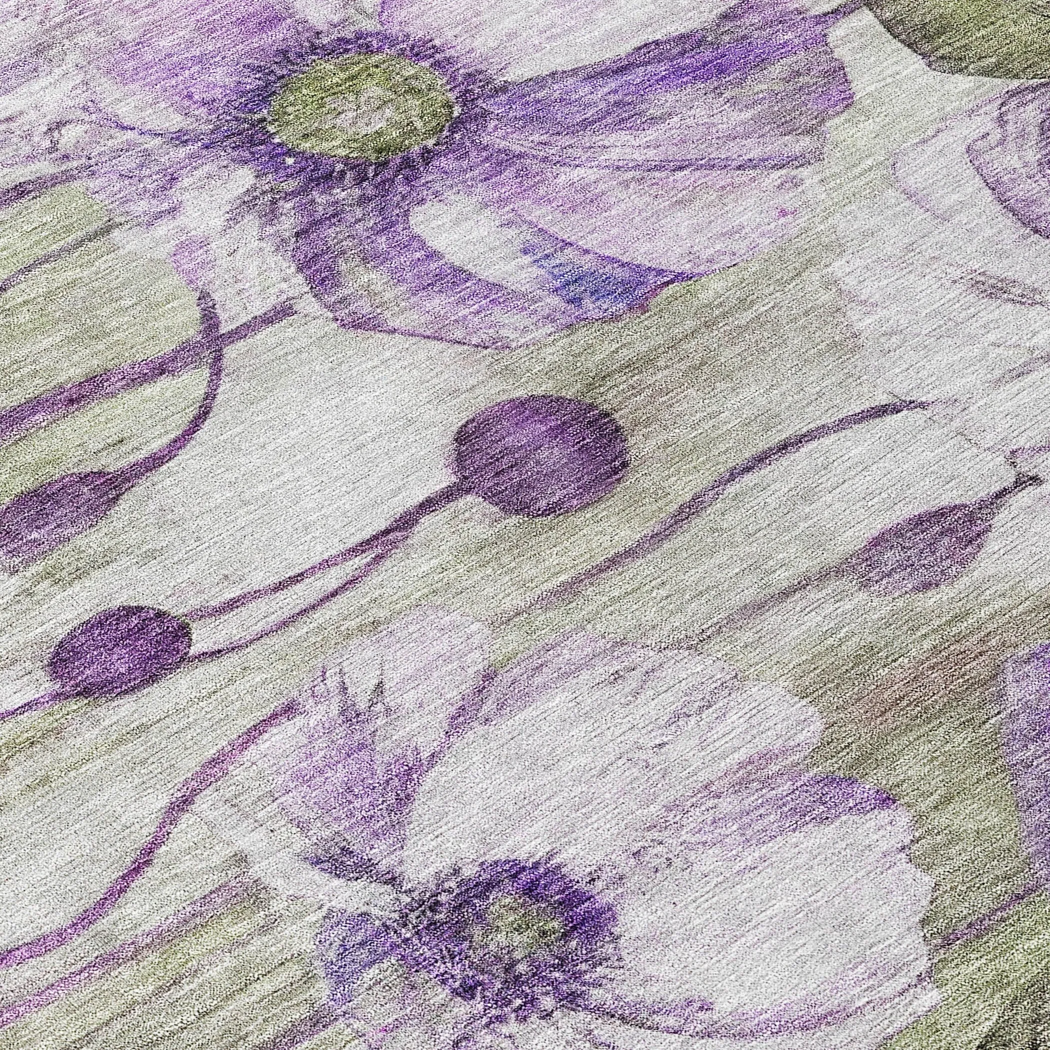 Machine Washable Indoor/ Outdoor Chantille Modern Floral Rug