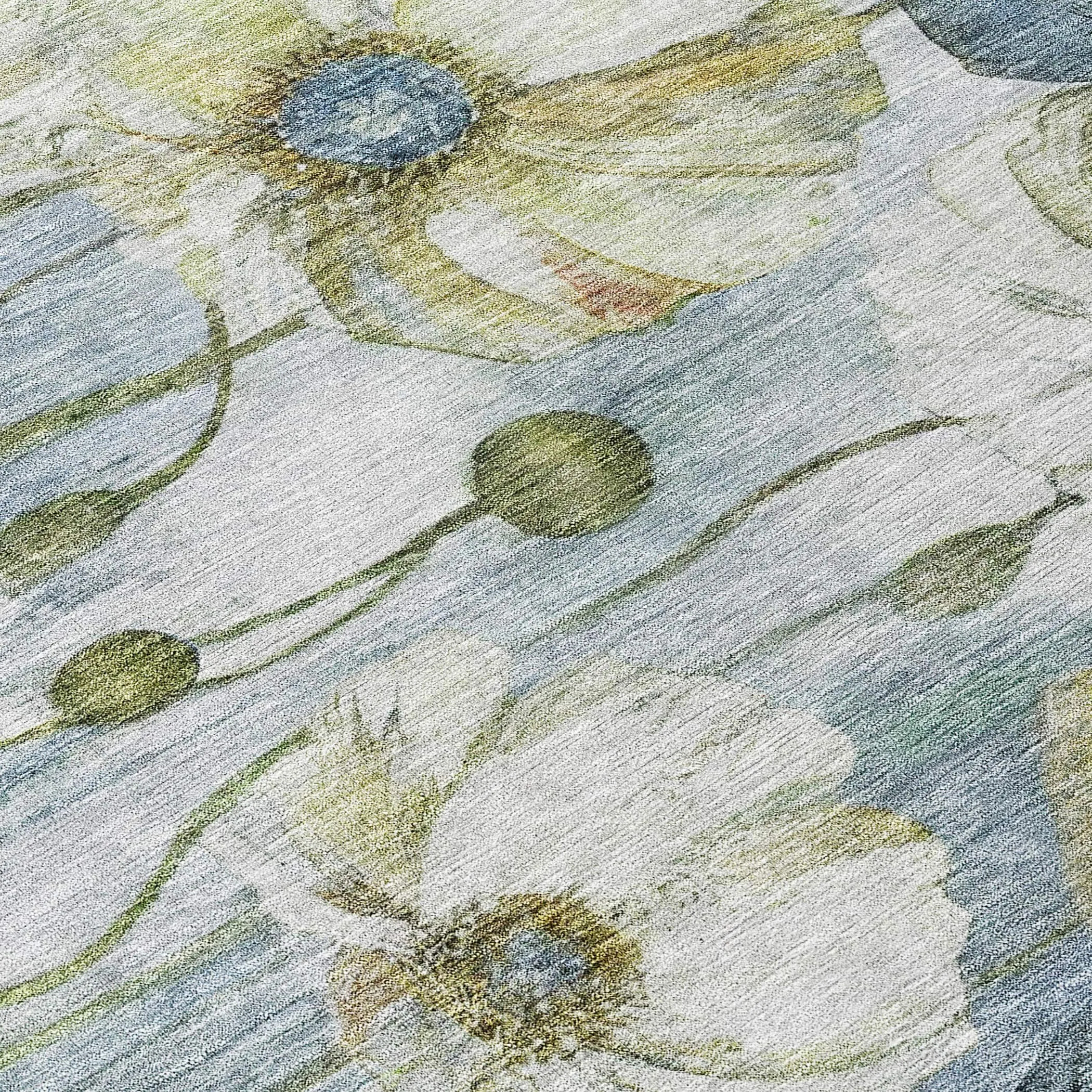 Machine Washable Indoor/ Outdoor Chantille Modern Floral Rug