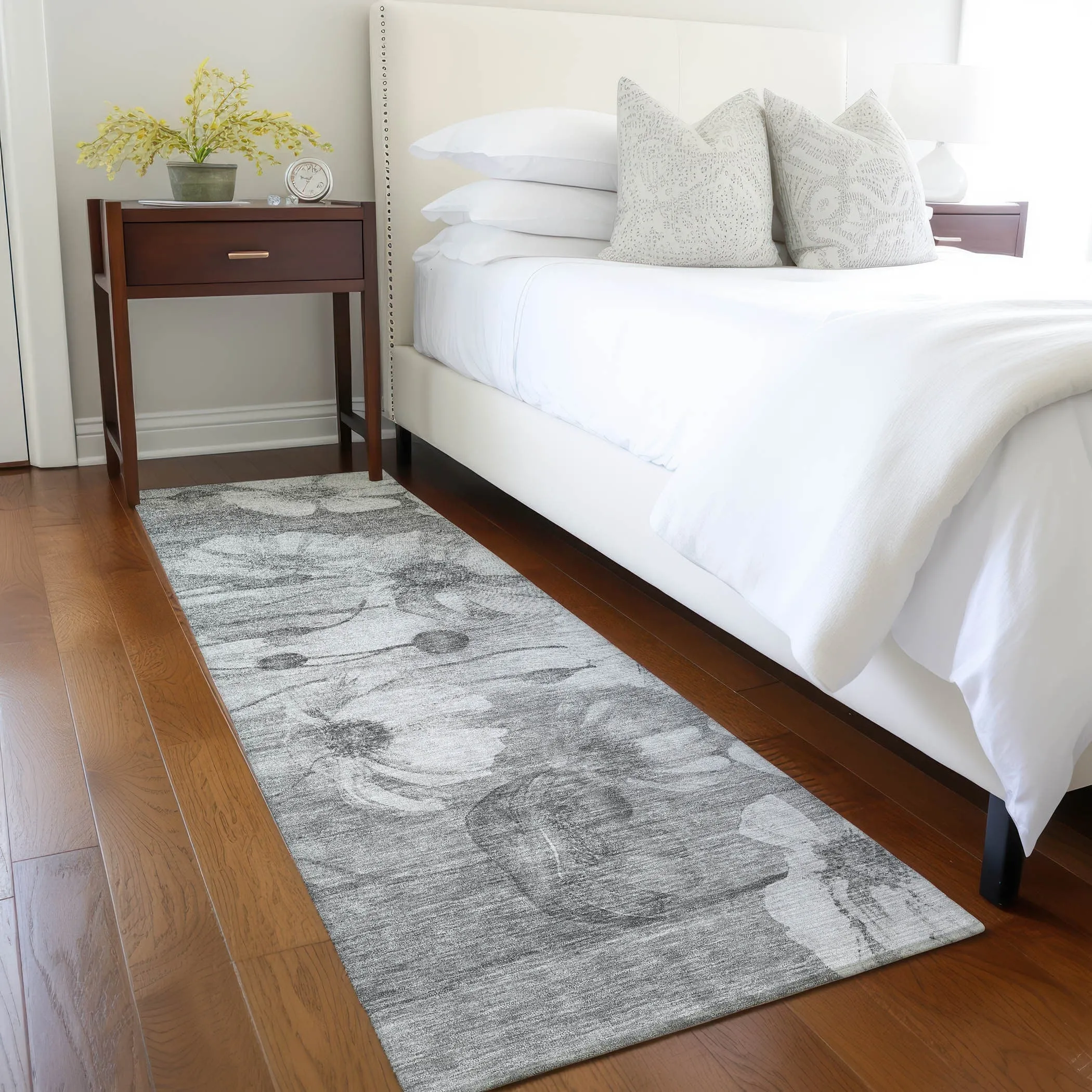 Machine Washable Indoor/ Outdoor Chantille Modern Floral Rug