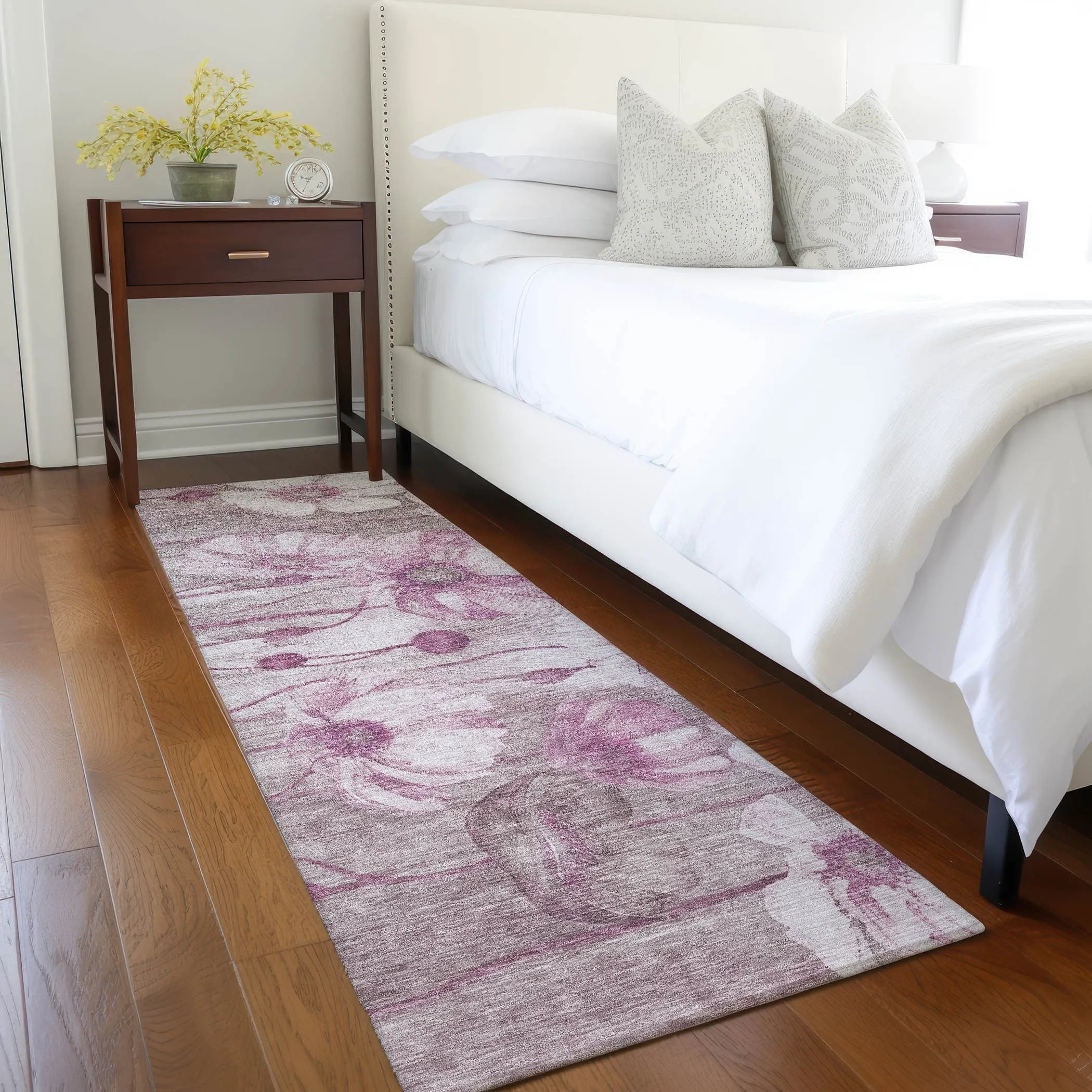 Machine Washable Indoor/ Outdoor Chantille Modern Floral Rug
