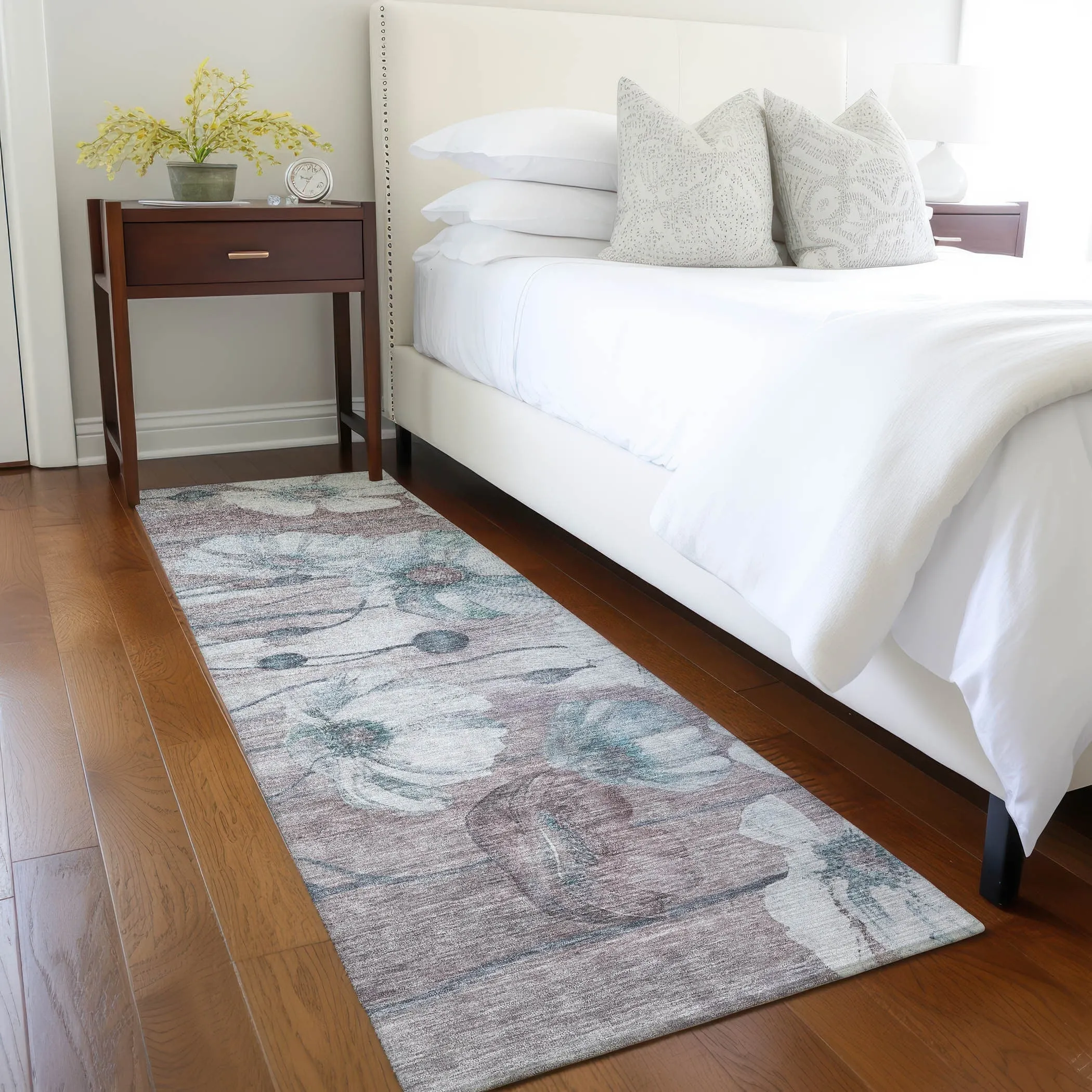 Machine Washable Indoor/ Outdoor Chantille Modern Floral Rug