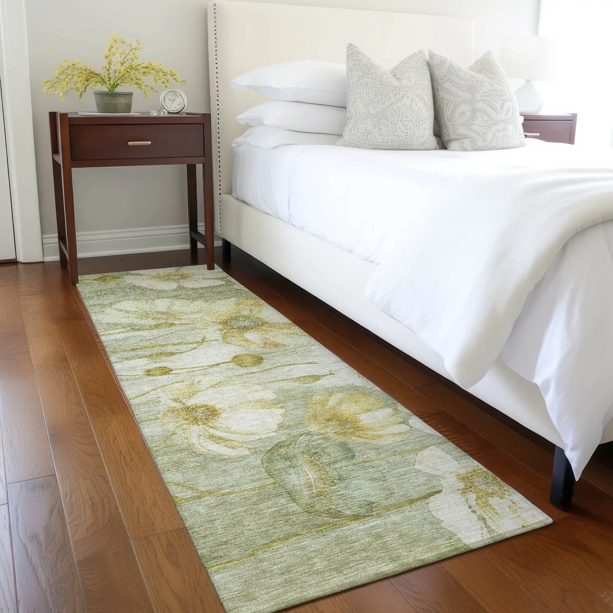 Machine Washable Indoor/ Outdoor Chantille Modern Floral Rug