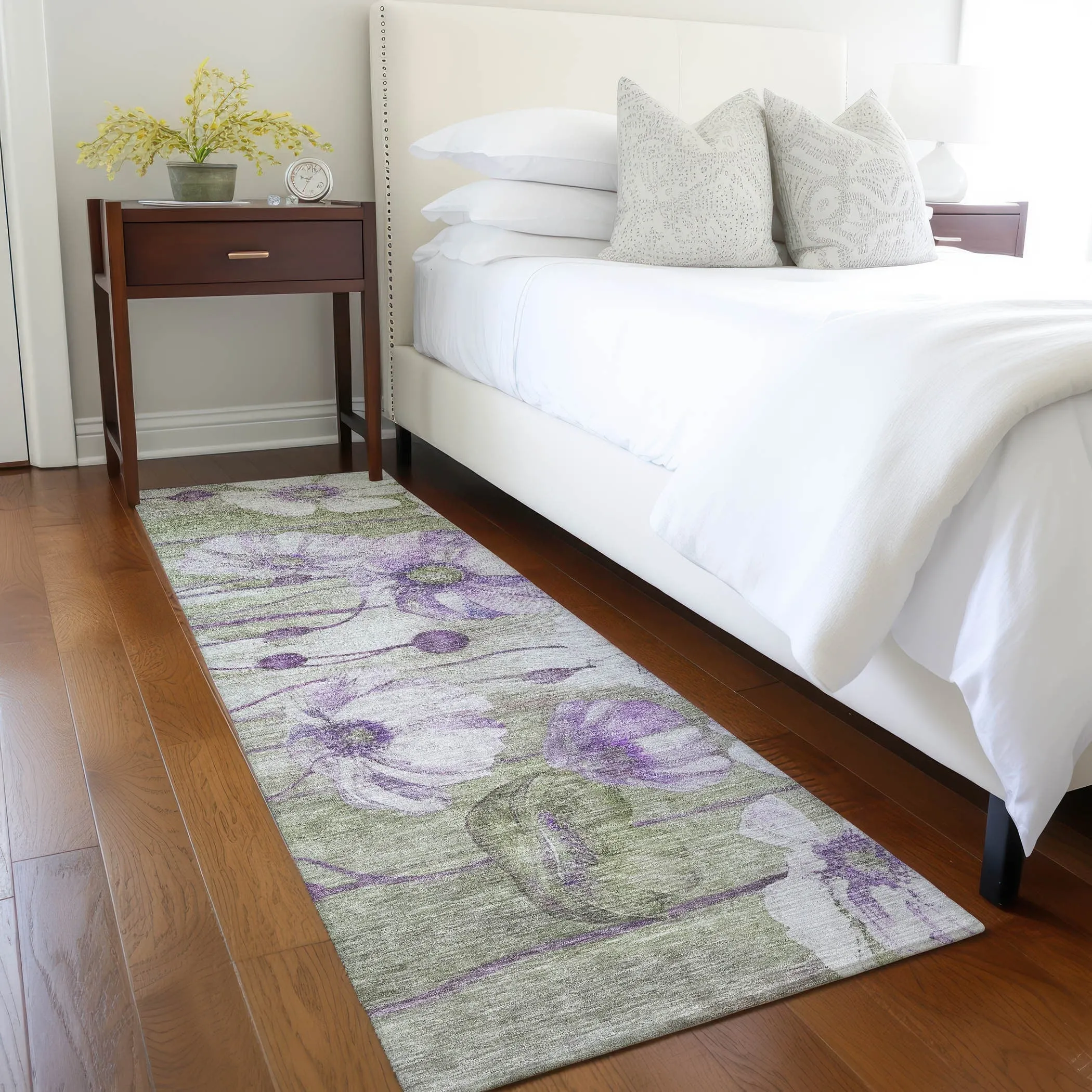 Machine Washable Indoor/ Outdoor Chantille Modern Floral Rug