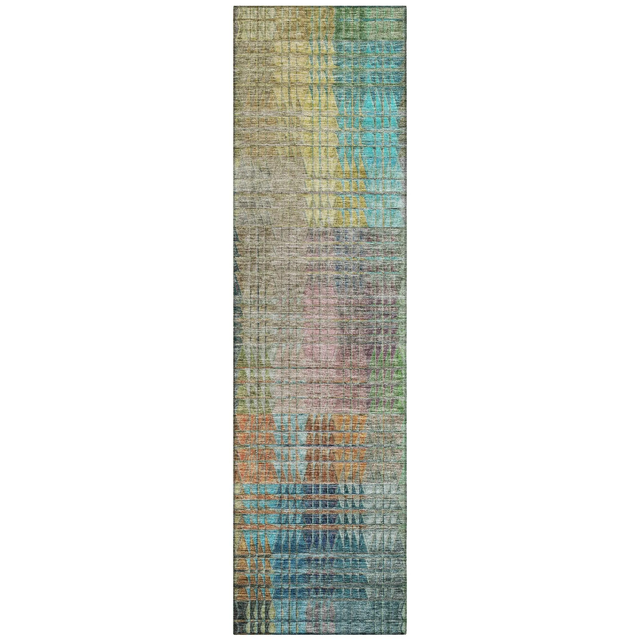 Machine Washable Indoor/ Outdoor Chantille Modern Kaleidoscope Rug