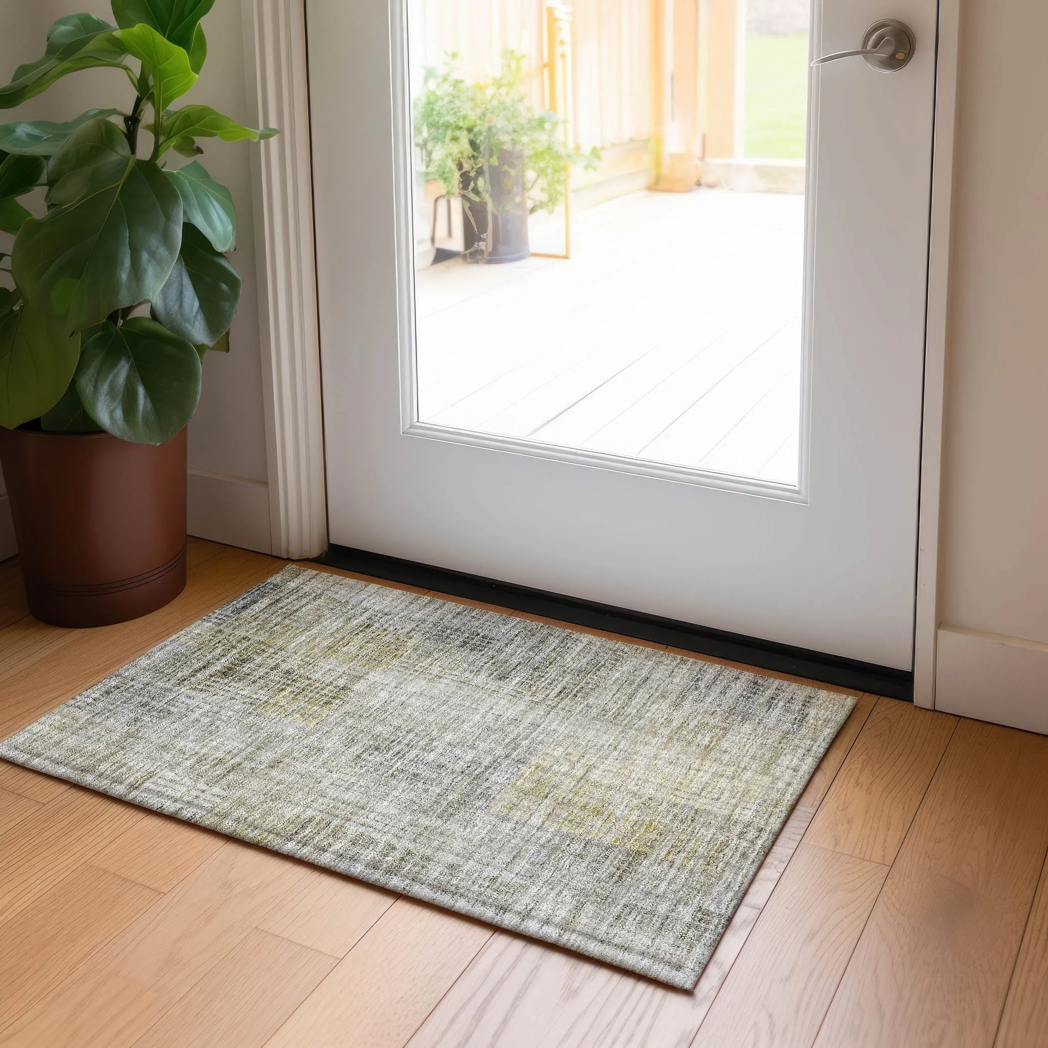Machine Washable Indoor/ Outdoor Chantille Modern Kaleidoscope Rug