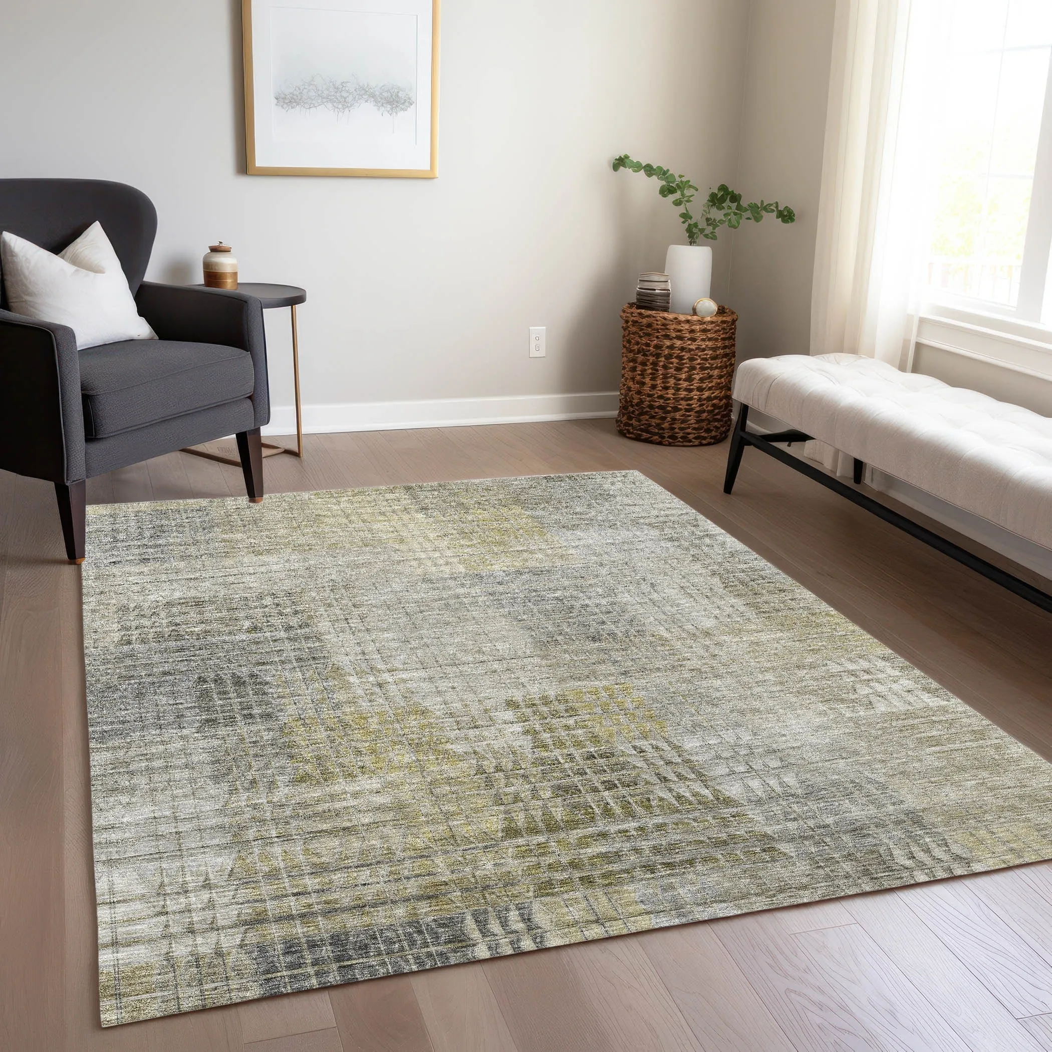 Machine Washable Indoor/ Outdoor Chantille Modern Kaleidoscope Rug