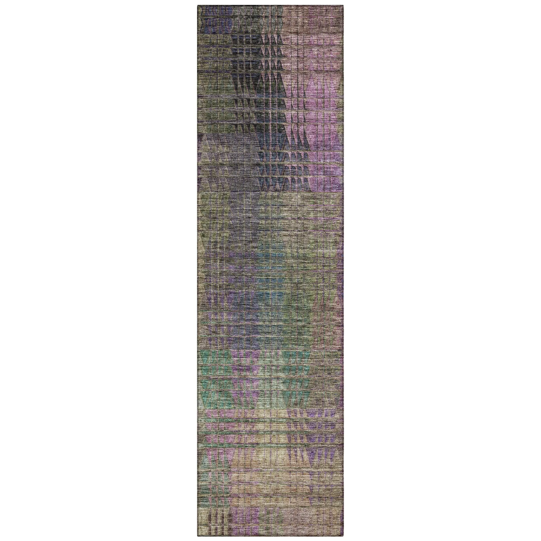 Machine Washable Indoor/ Outdoor Chantille Modern Kaleidoscope Rug