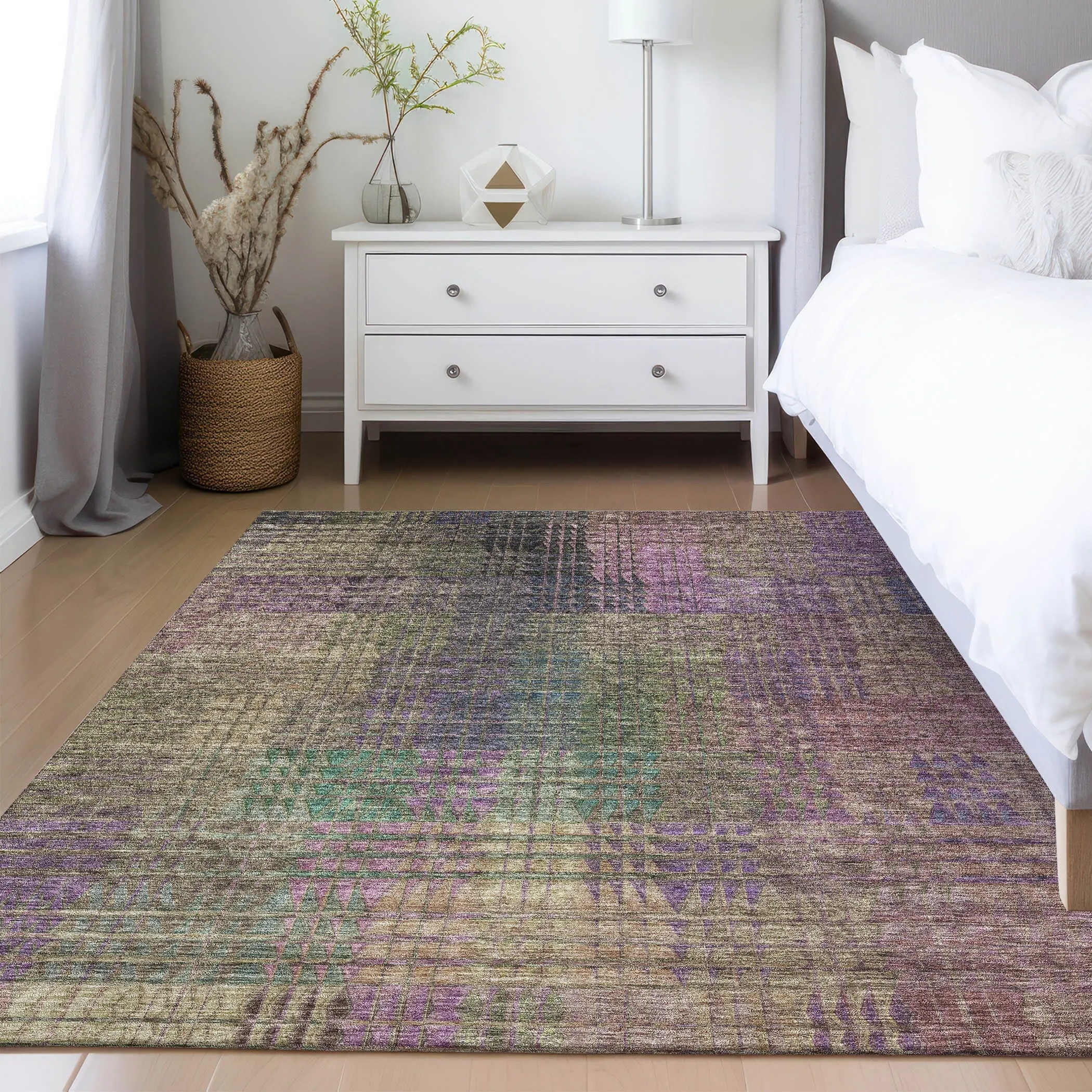 Machine Washable Indoor/ Outdoor Chantille Modern Kaleidoscope Rug