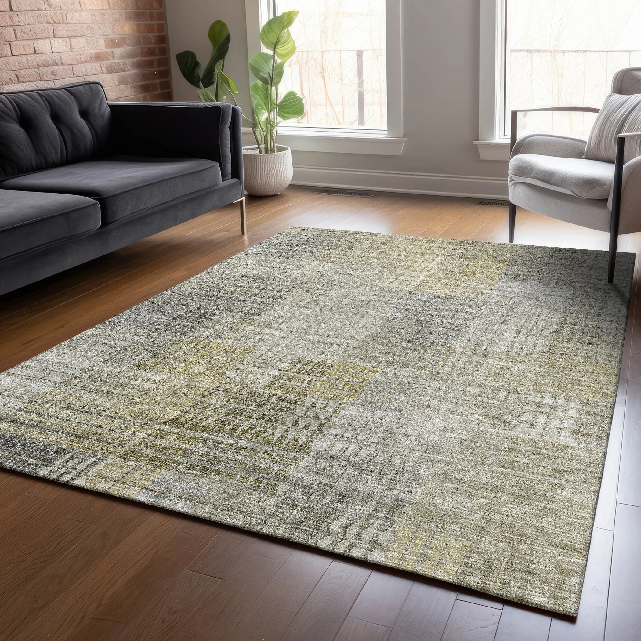 Machine Washable Indoor/ Outdoor Chantille Modern Kaleidoscope Rug