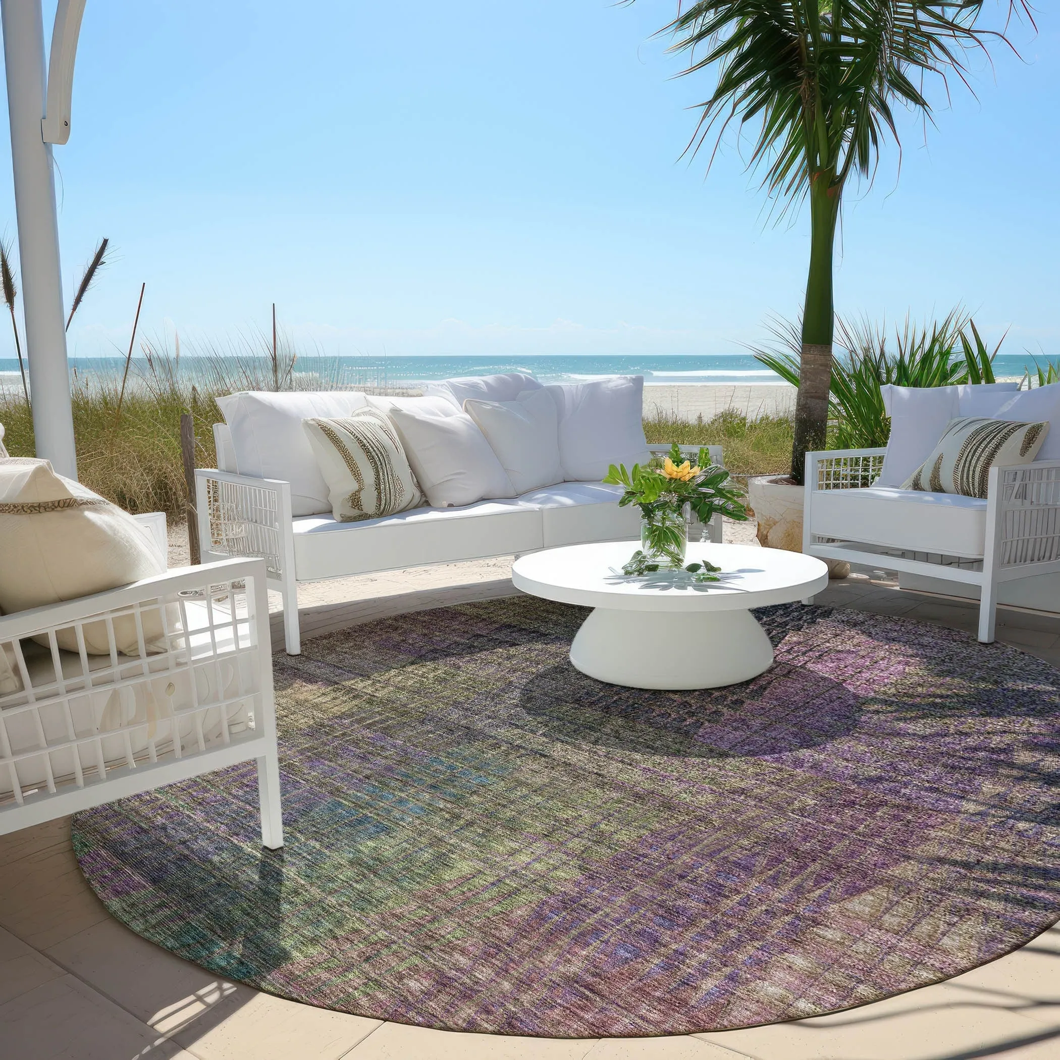 Machine Washable Indoor/ Outdoor Chantille Modern Kaleidoscope Rug