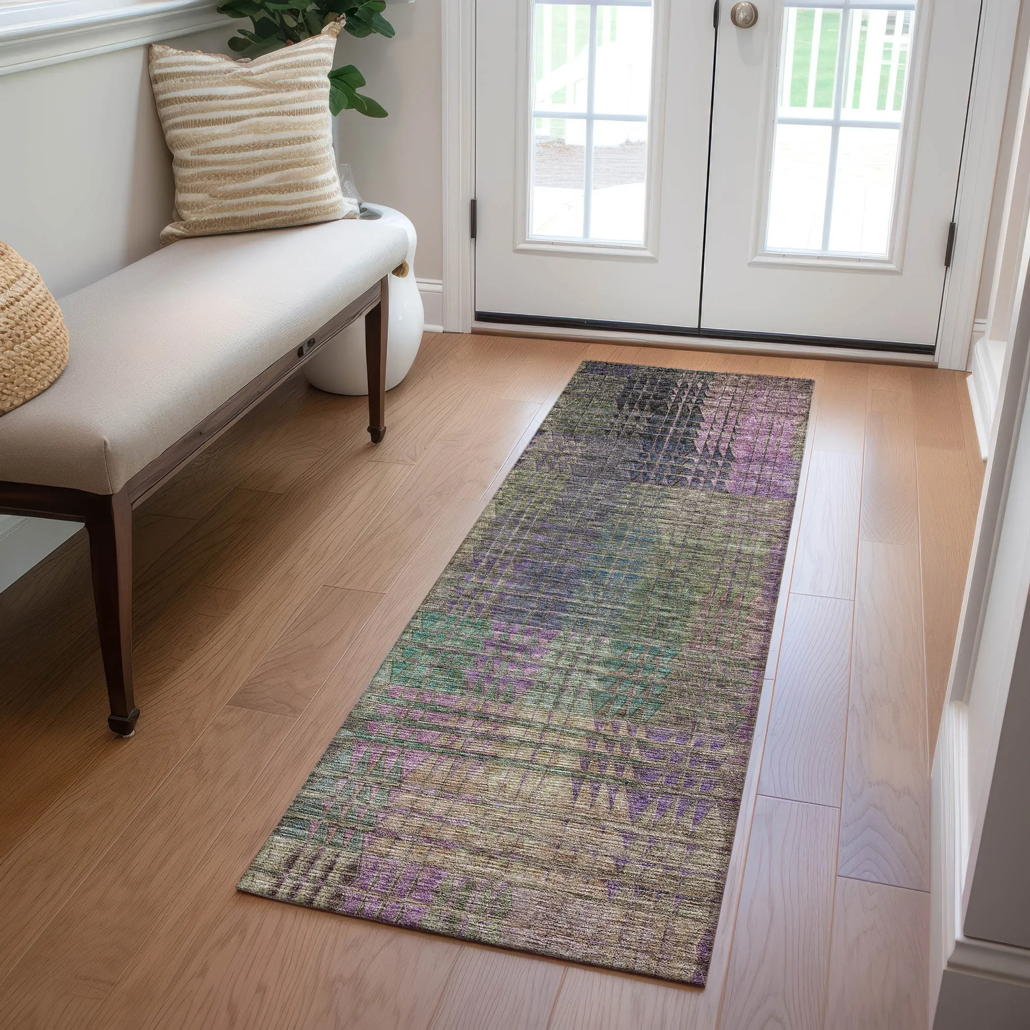 Machine Washable Indoor/ Outdoor Chantille Modern Kaleidoscope Rug