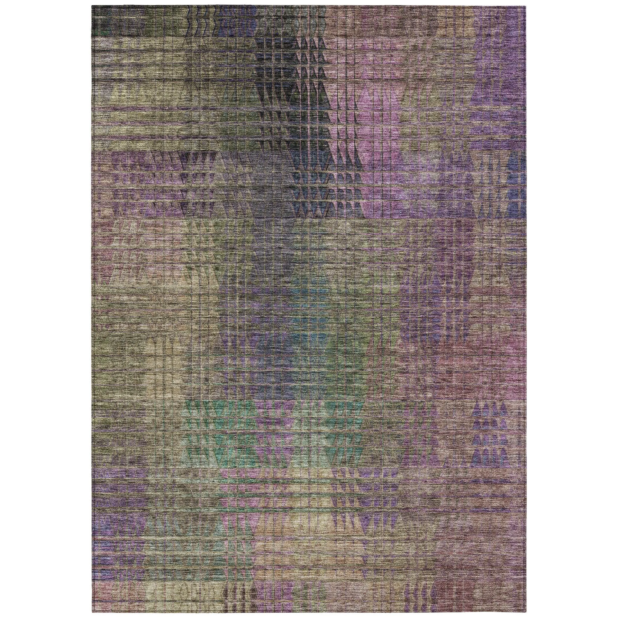 Machine Washable Indoor/ Outdoor Chantille Modern Kaleidoscope Rug