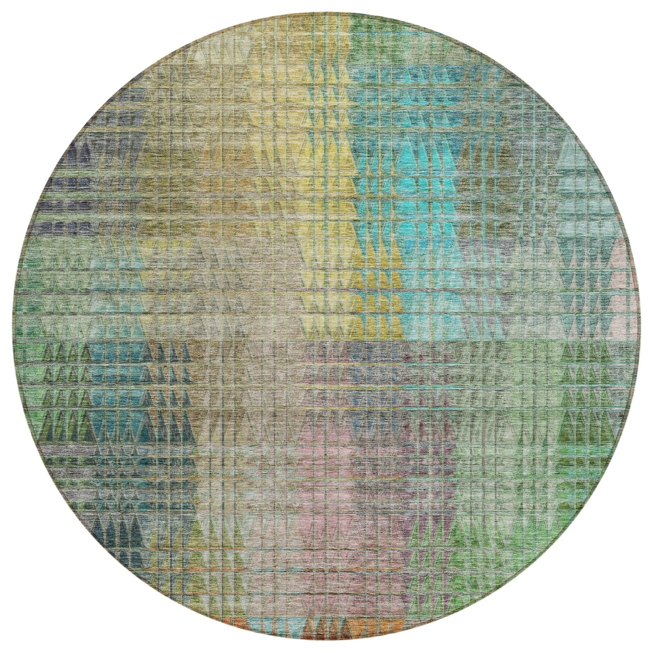 Machine Washable Indoor/ Outdoor Chantille Modern Kaleidoscope Rug