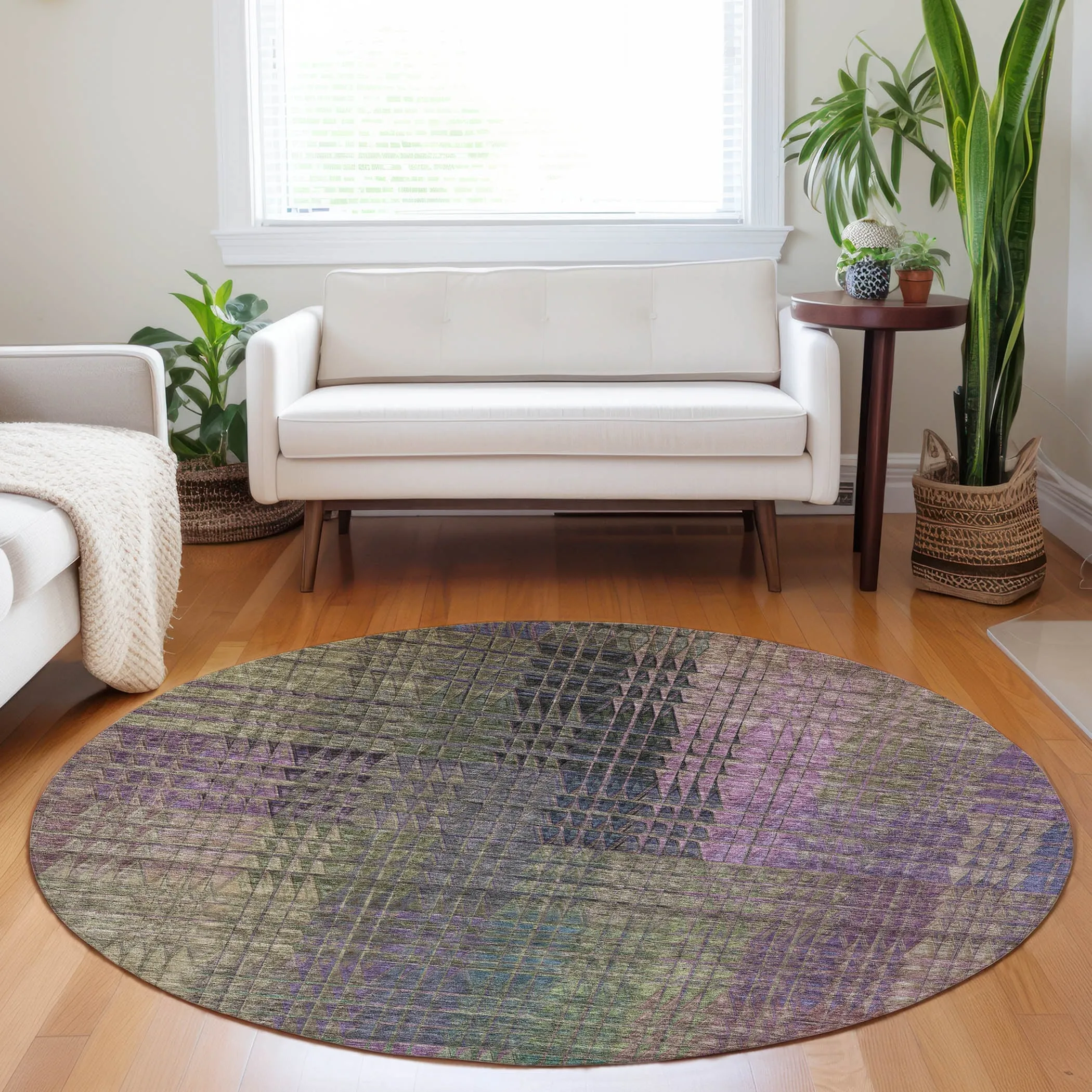 Machine Washable Indoor/ Outdoor Chantille Modern Kaleidoscope Rug