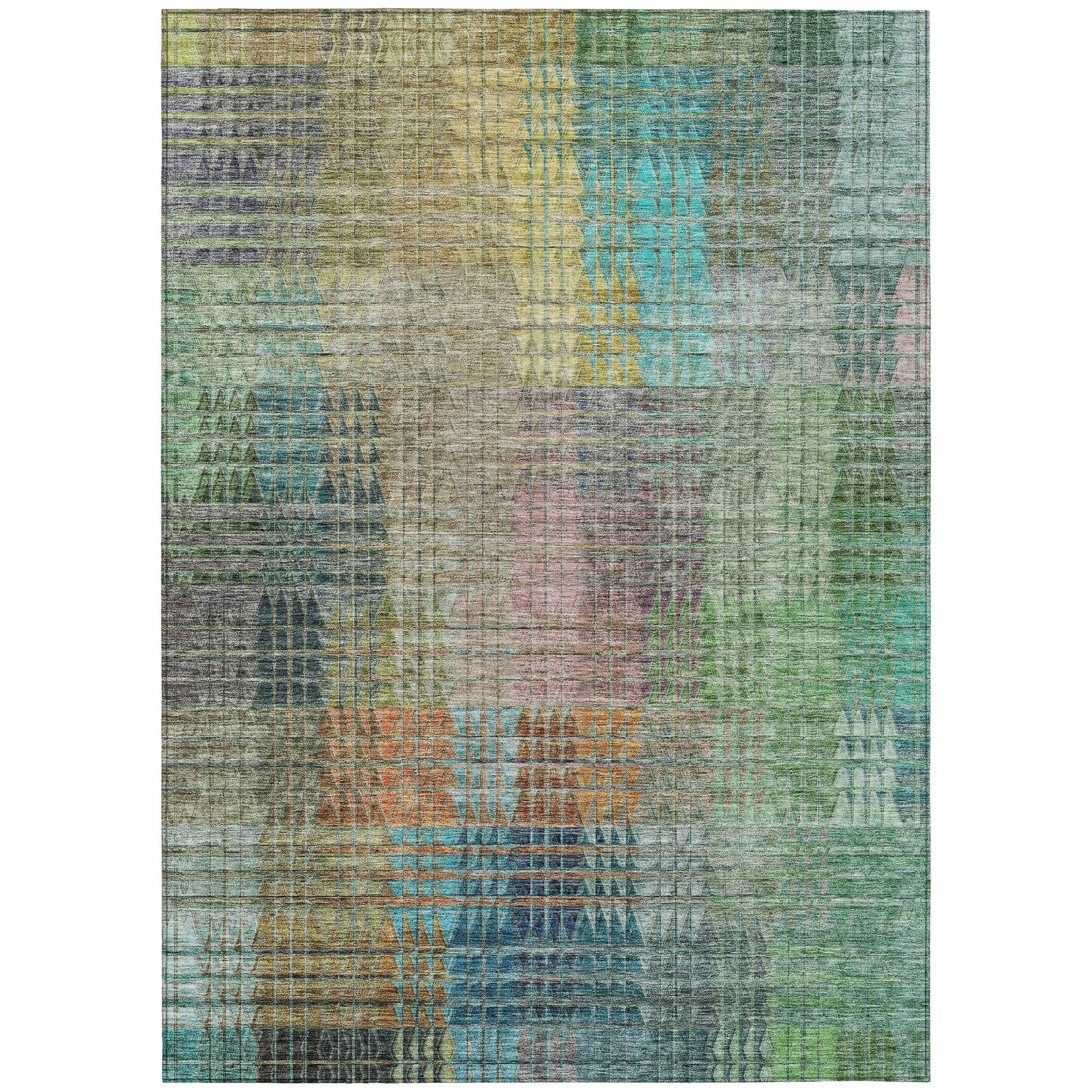 Machine Washable Indoor/ Outdoor Chantille Modern Kaleidoscope Rug