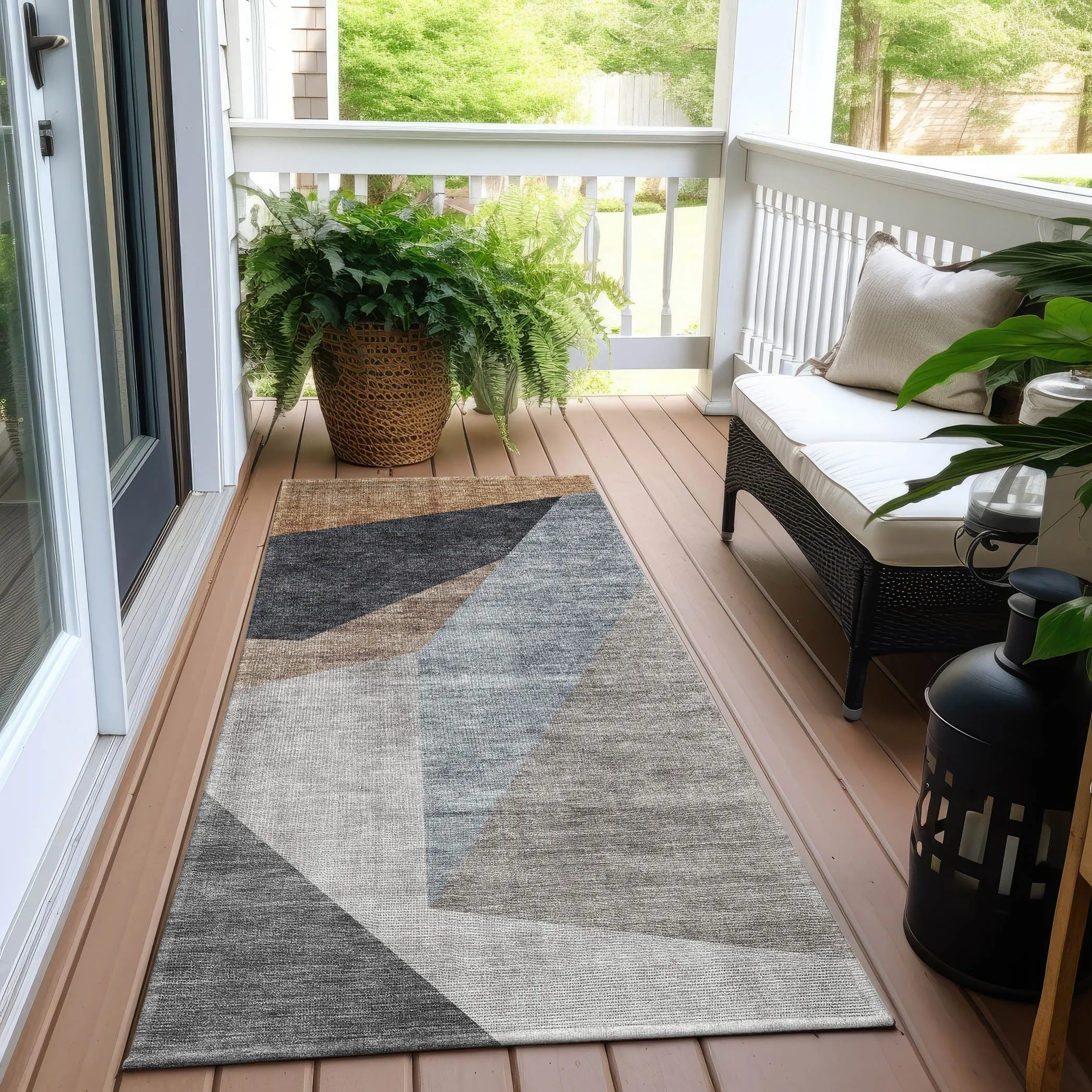 Machine Washable Indoor/ Outdoor Chantille Modern Prism Rug