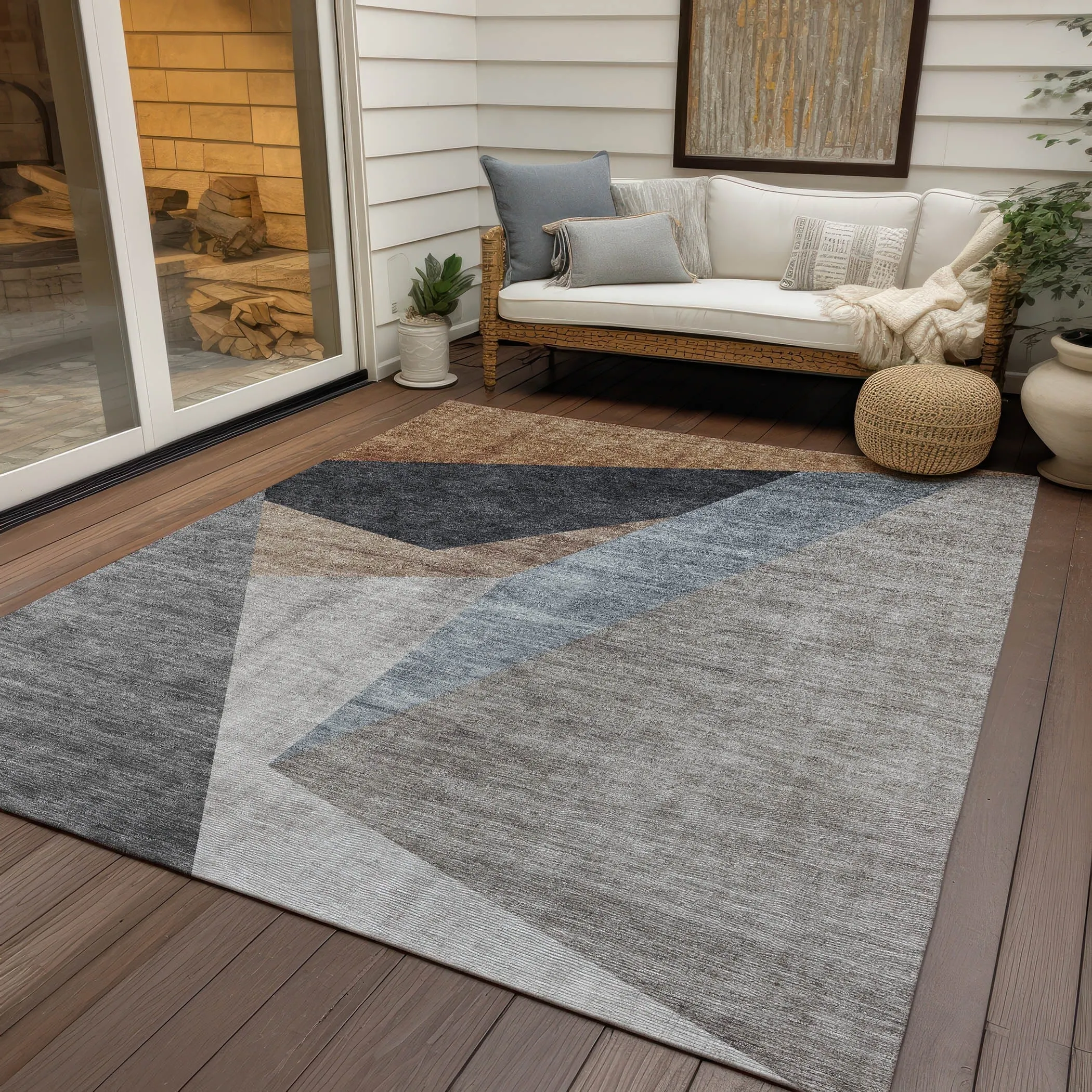 Machine Washable Indoor/ Outdoor Chantille Modern Prism Rug