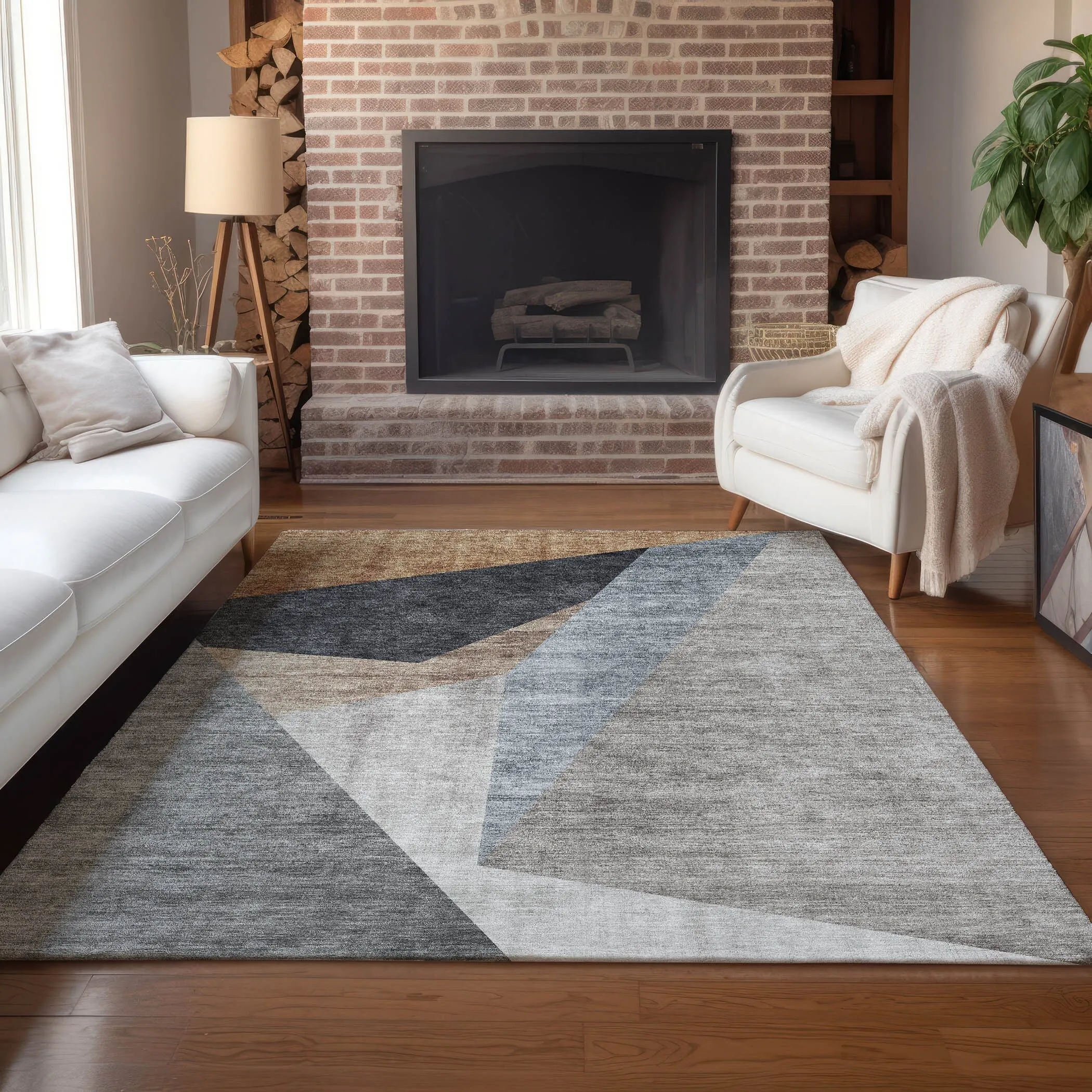 Machine Washable Indoor/ Outdoor Chantille Modern Prism Rug