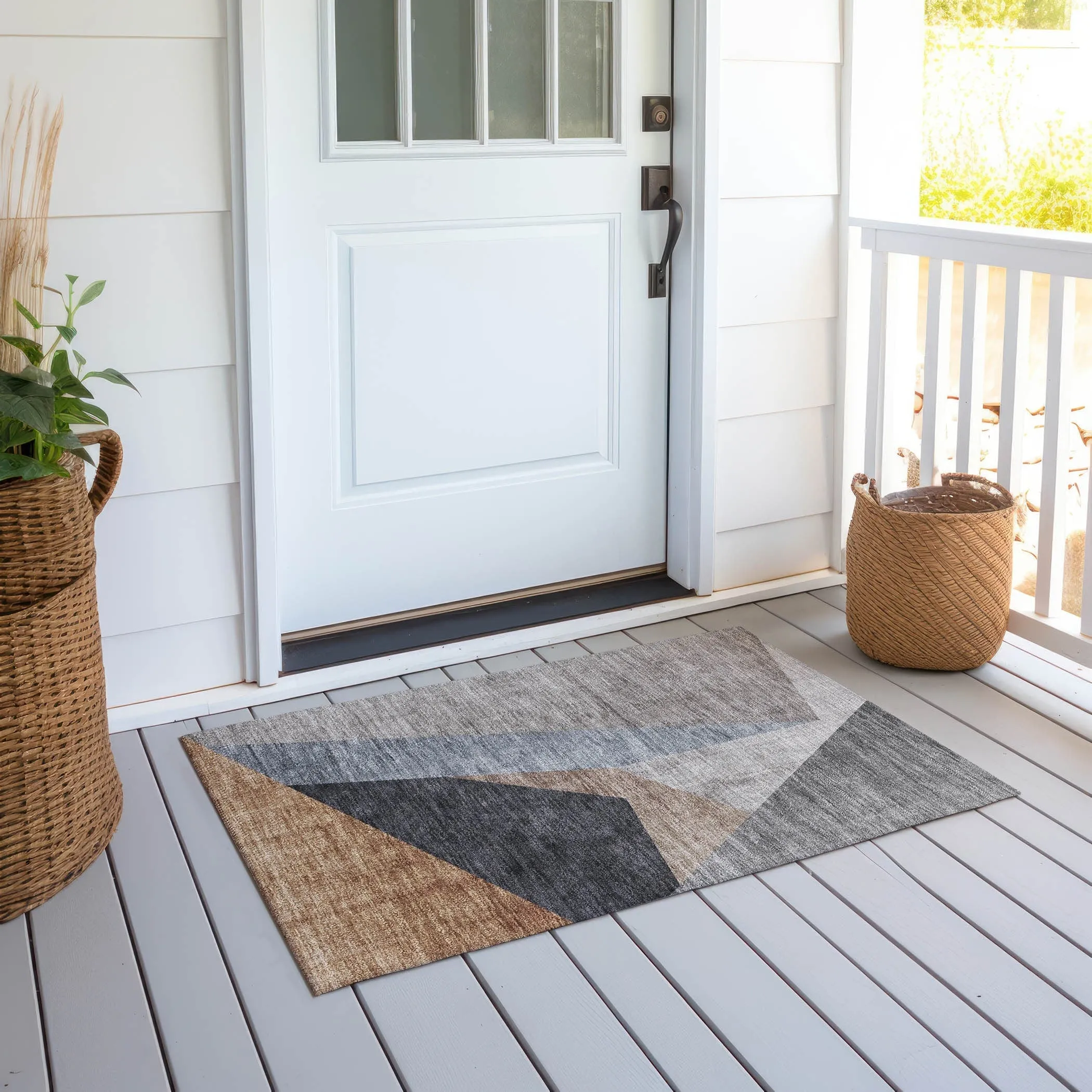 Machine Washable Indoor/ Outdoor Chantille Modern Prism Rug