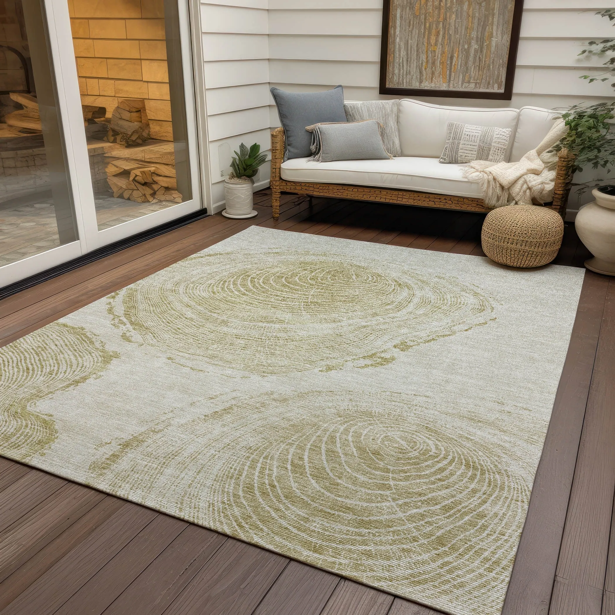 Machine Washable Indoor/ Outdoor Chantille Modern Tree Rug