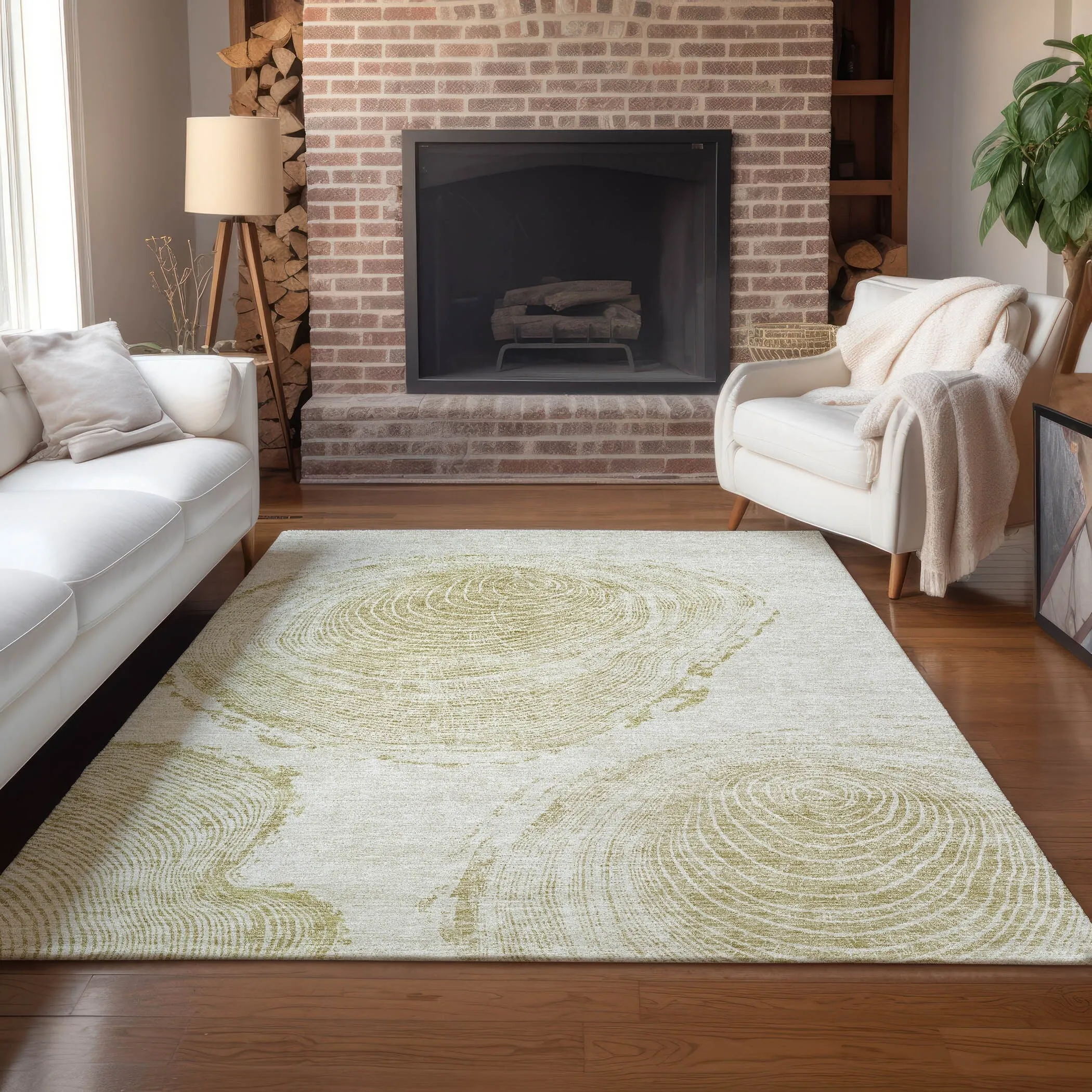Machine Washable Indoor/ Outdoor Chantille Modern Tree Rug