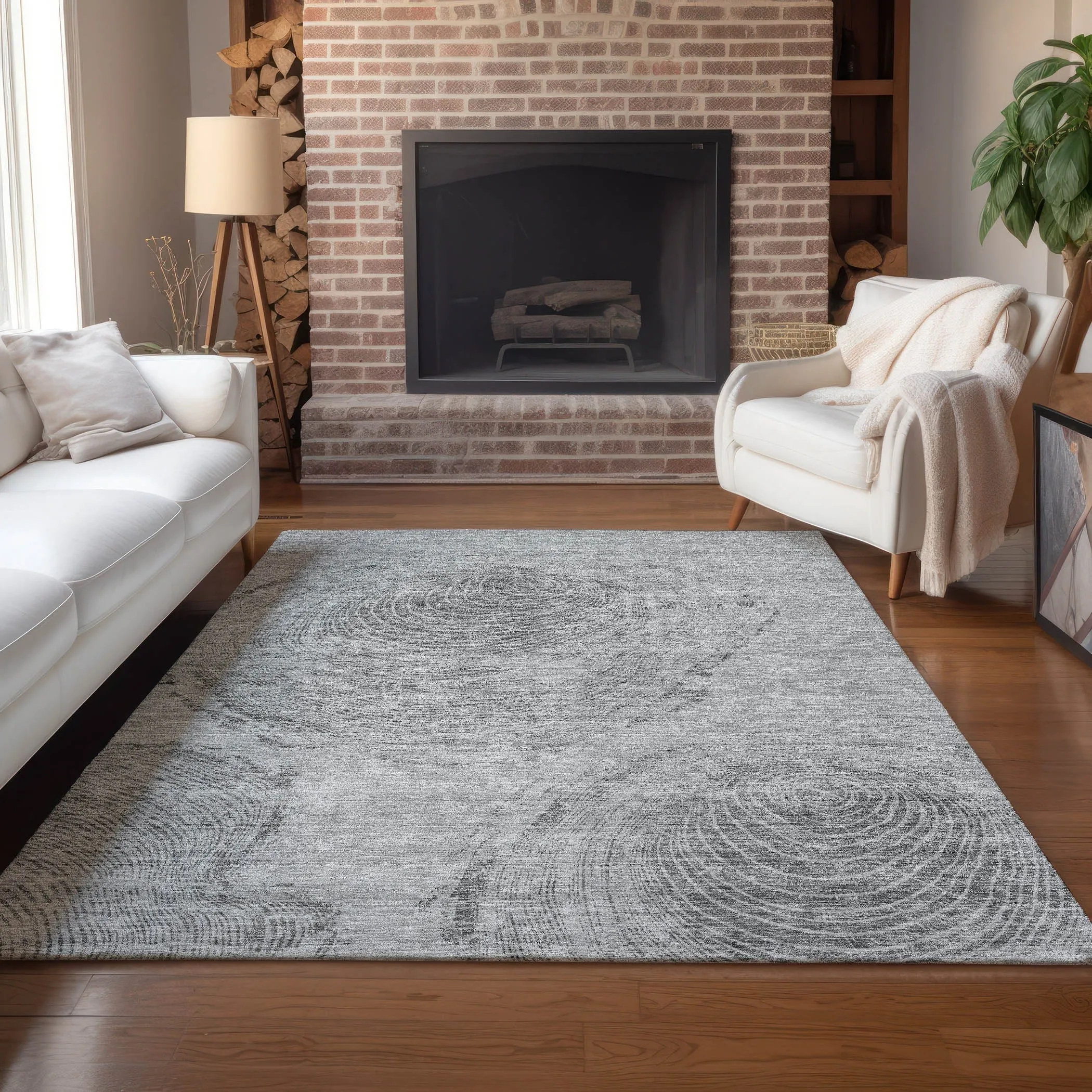 Machine Washable Indoor/ Outdoor Chantille Modern Tree Rug