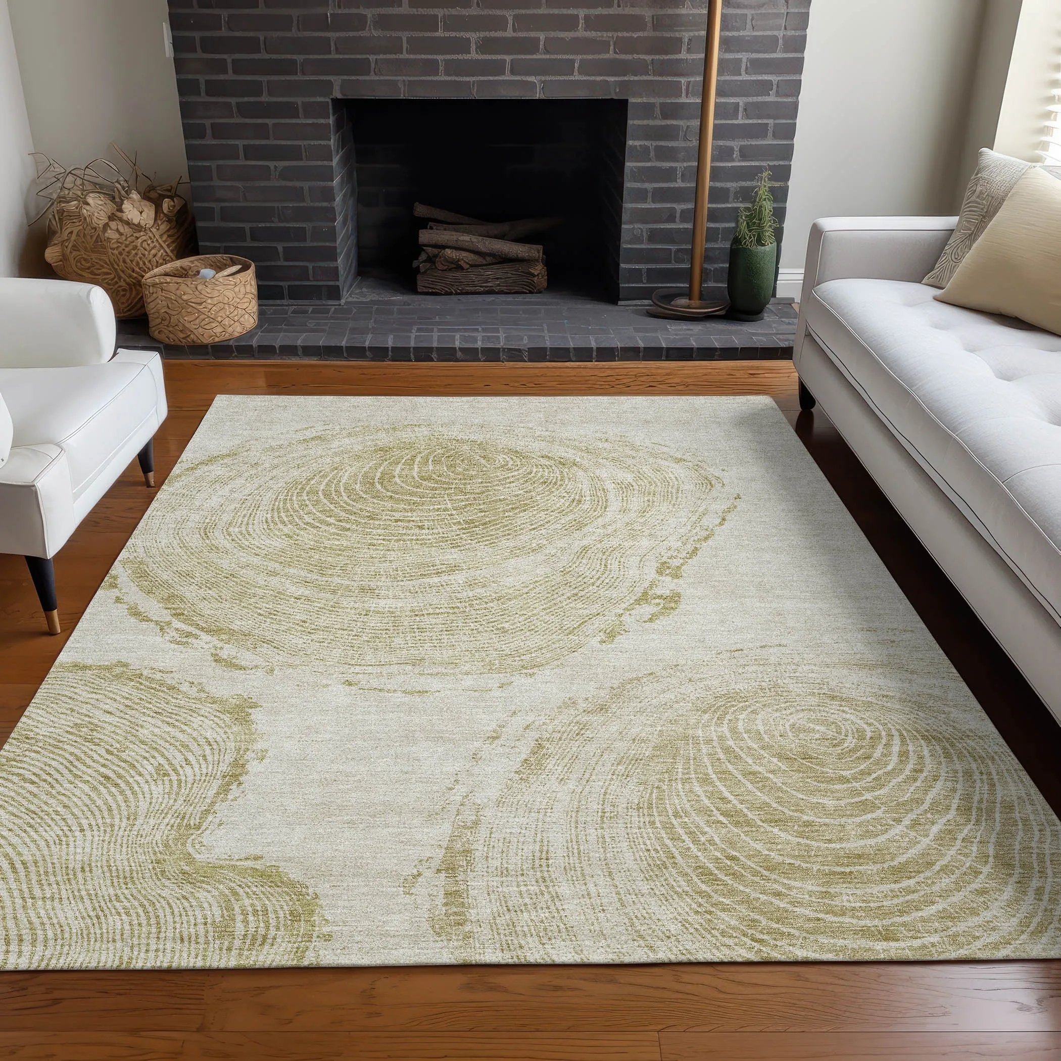 Machine Washable Indoor/ Outdoor Chantille Modern Tree Rug
