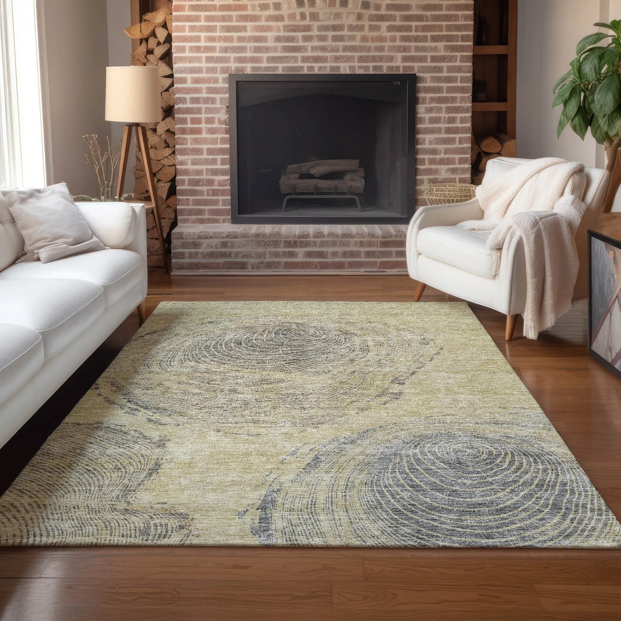 Machine Washable Indoor/ Outdoor Chantille Modern Tree Rug
