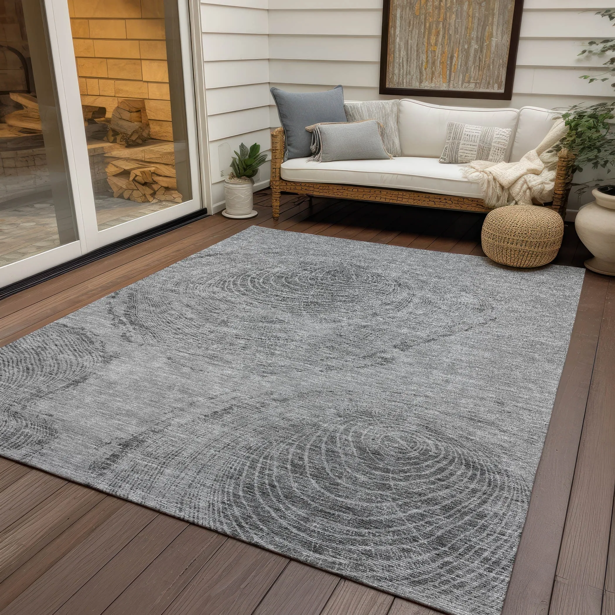 Machine Washable Indoor/ Outdoor Chantille Modern Tree Rug