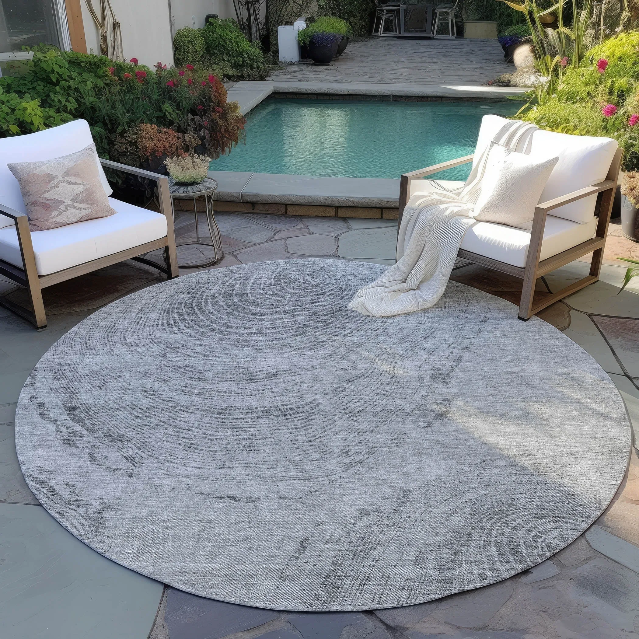 Machine Washable Indoor/ Outdoor Chantille Modern Tree Rug