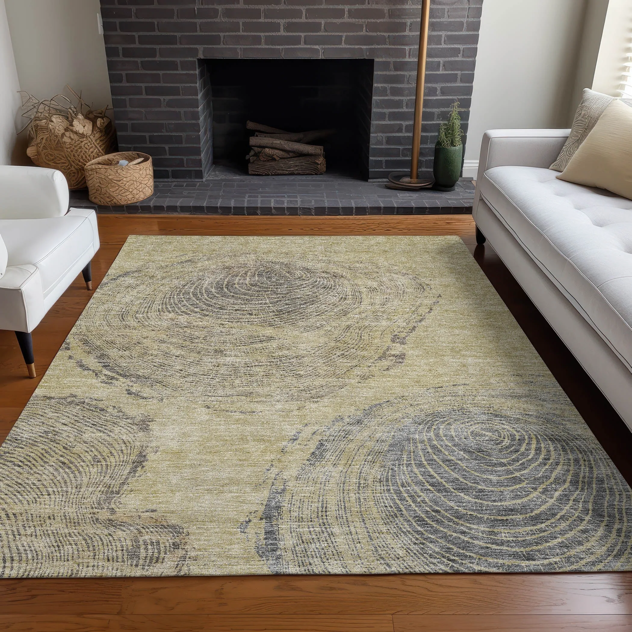 Machine Washable Indoor/ Outdoor Chantille Modern Tree Rug