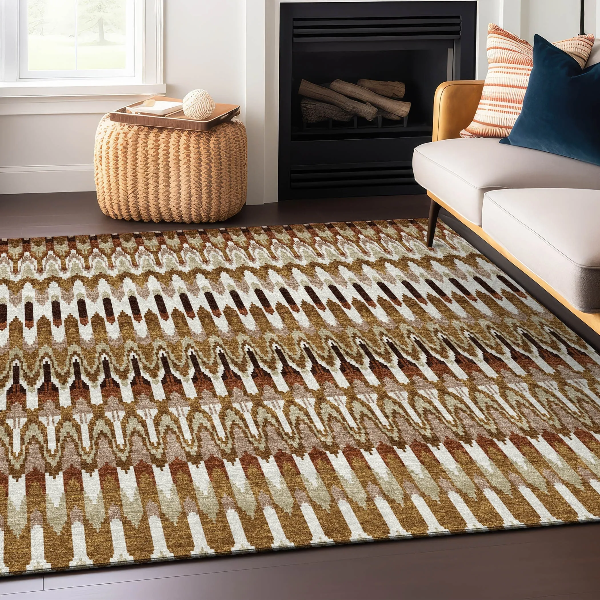 Machine Washable Indoor/ Outdoor Chantille Moroccan Boho Rug