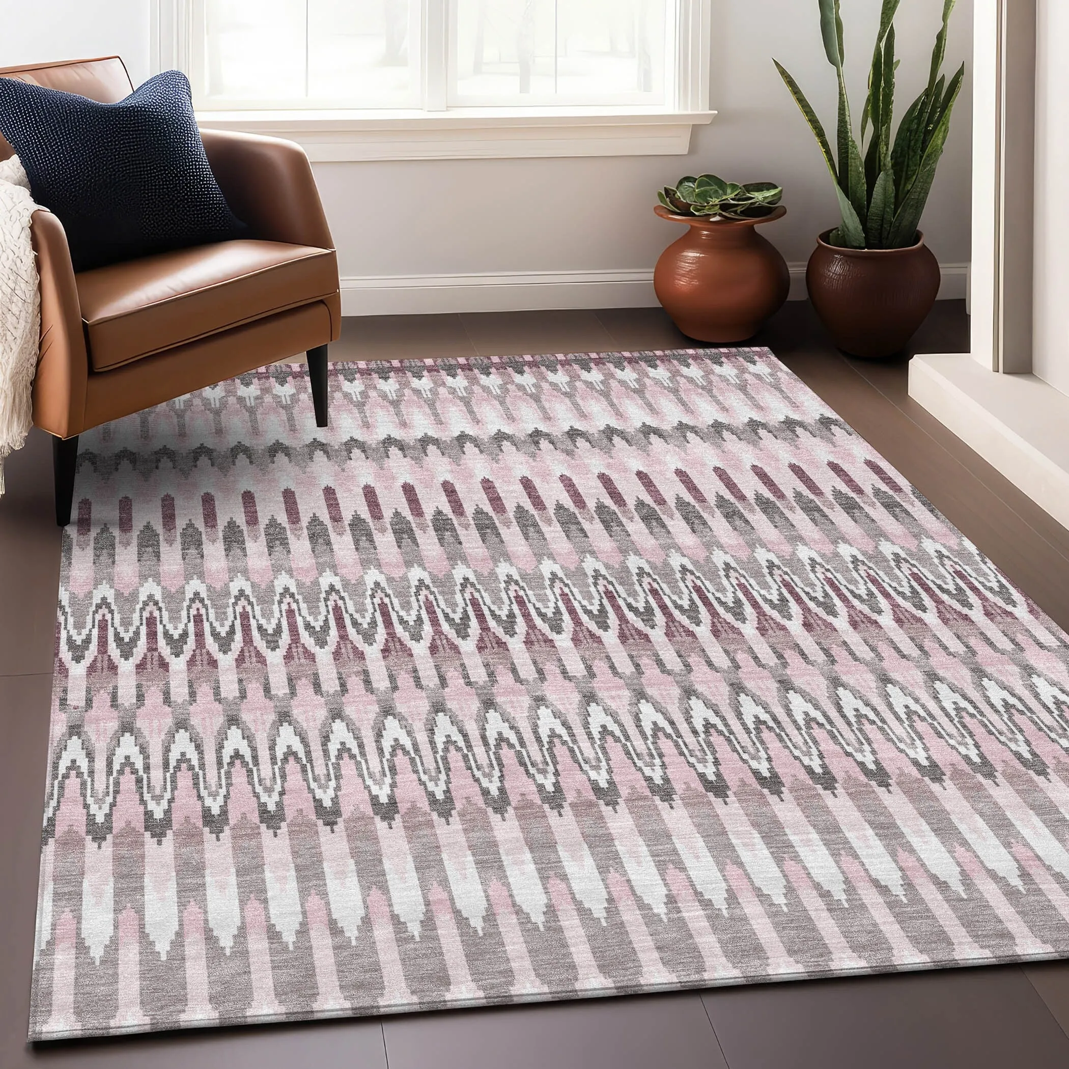 Machine Washable Indoor/ Outdoor Chantille Moroccan Boho Rug