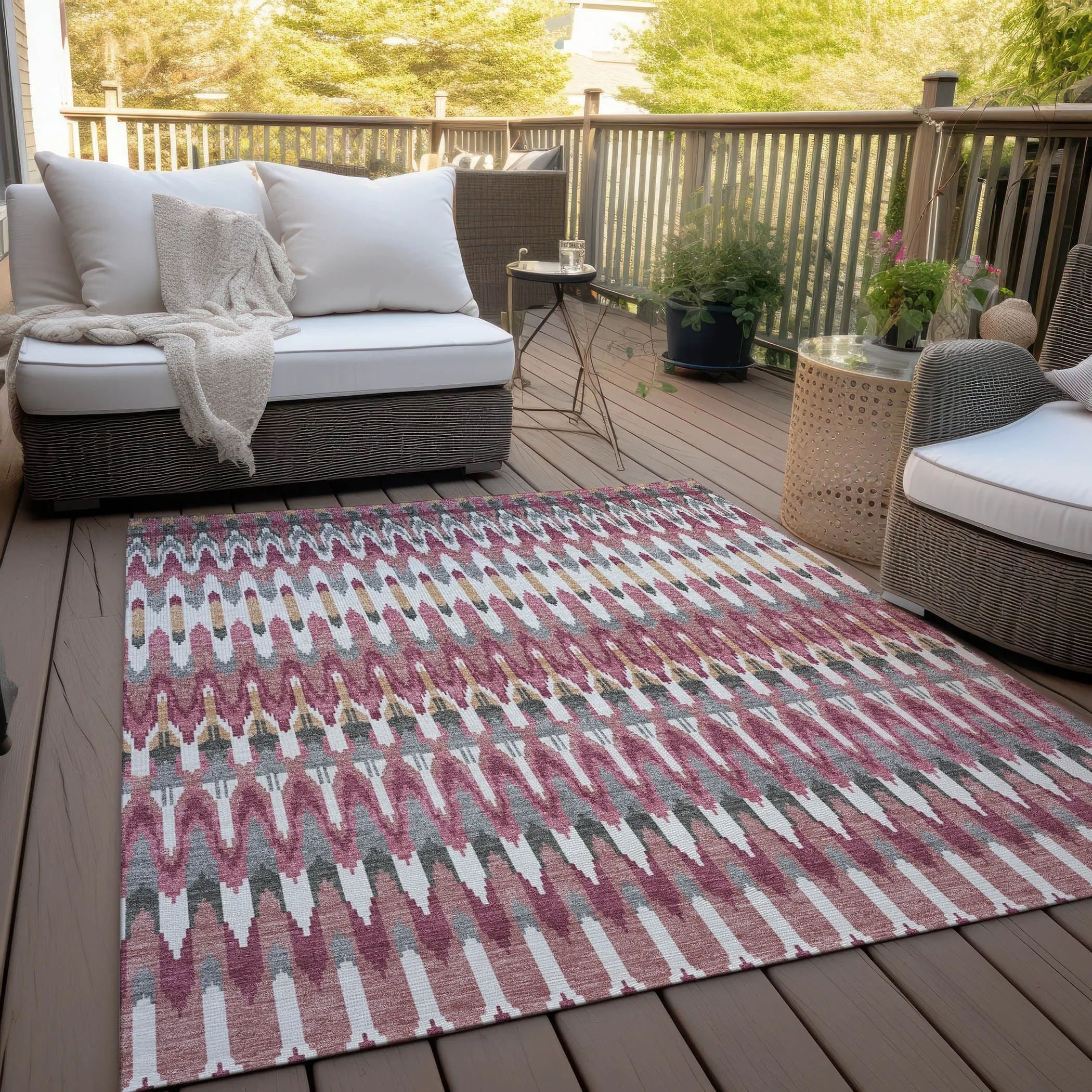 Machine Washable Indoor/ Outdoor Chantille Moroccan Boho Rug
