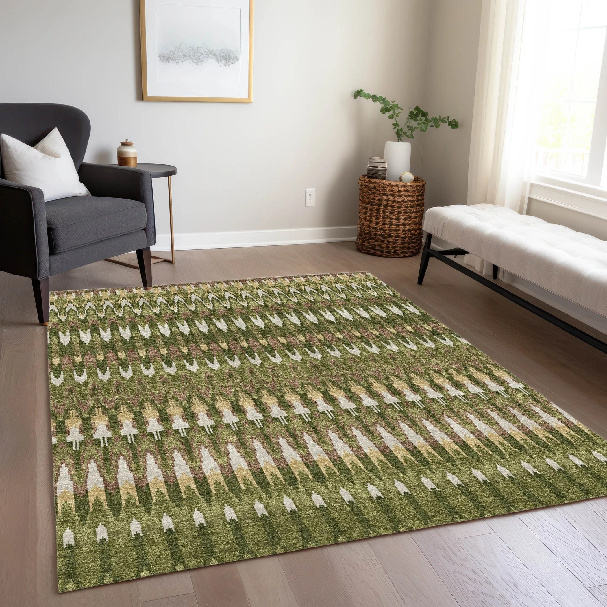 Machine Washable Indoor/ Outdoor Chantille Moroccan Boho Rug
