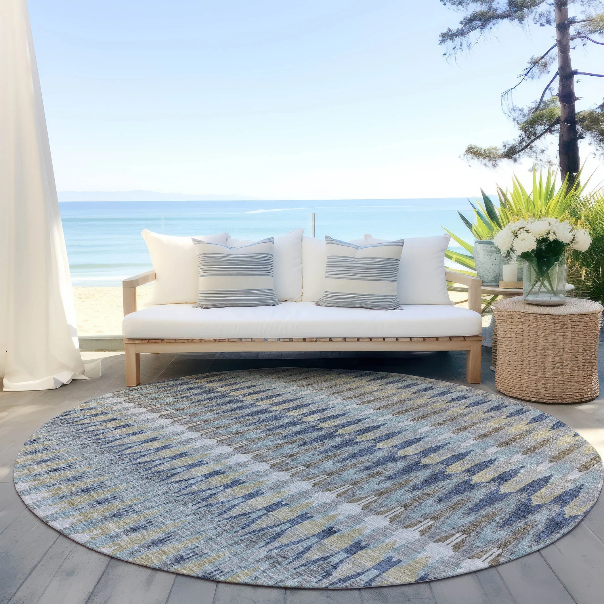 Machine Washable Indoor/ Outdoor Chantille Moroccan Boho Rug