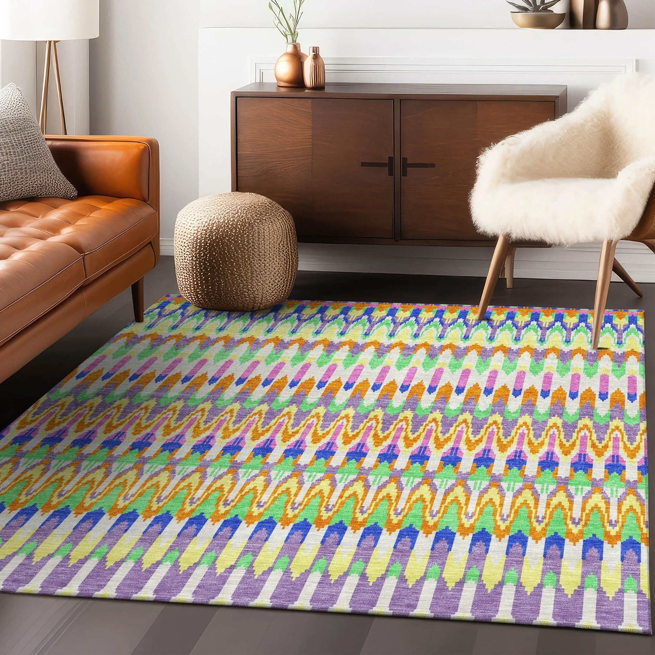 Machine Washable Indoor/ Outdoor Chantille Moroccan Boho Rug