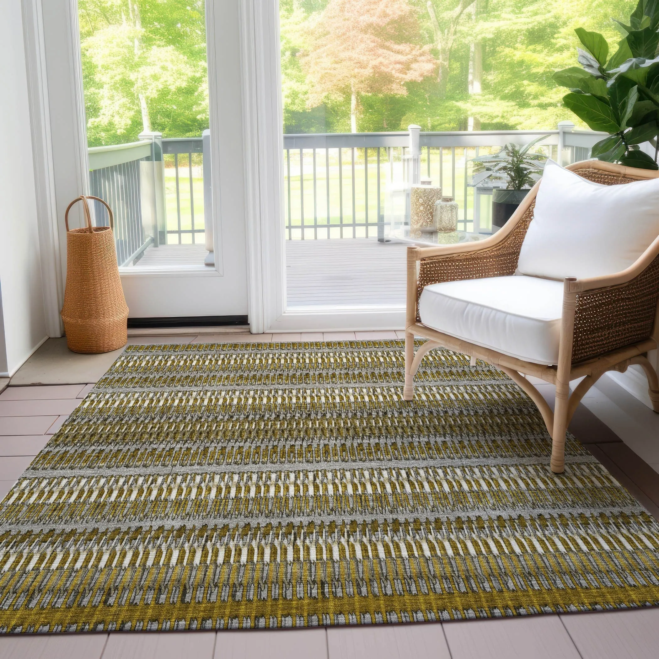 Machine Washable Indoor/ Outdoor Chantille Moroccan Boho Rug