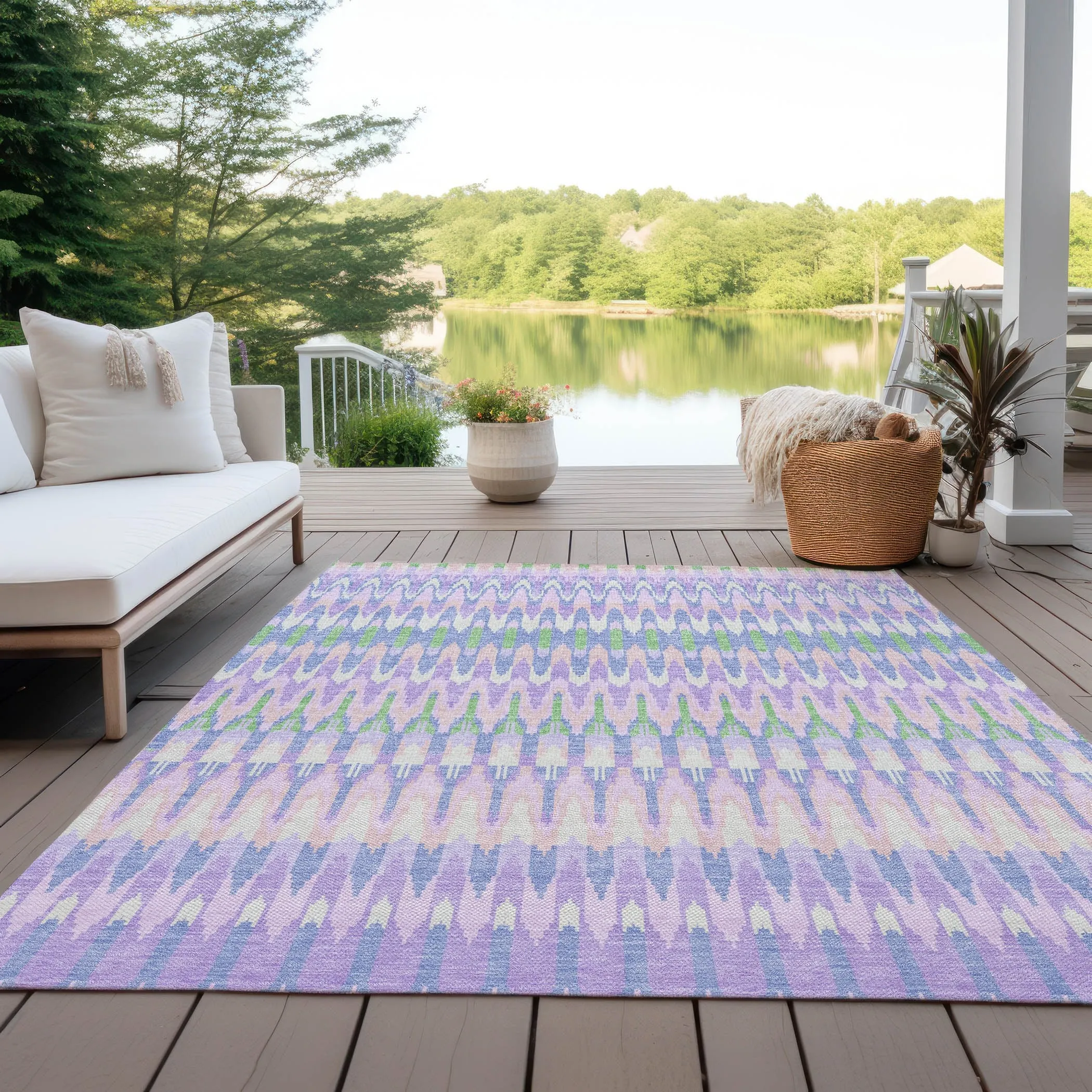 Machine Washable Indoor/ Outdoor Chantille Moroccan Boho Rug