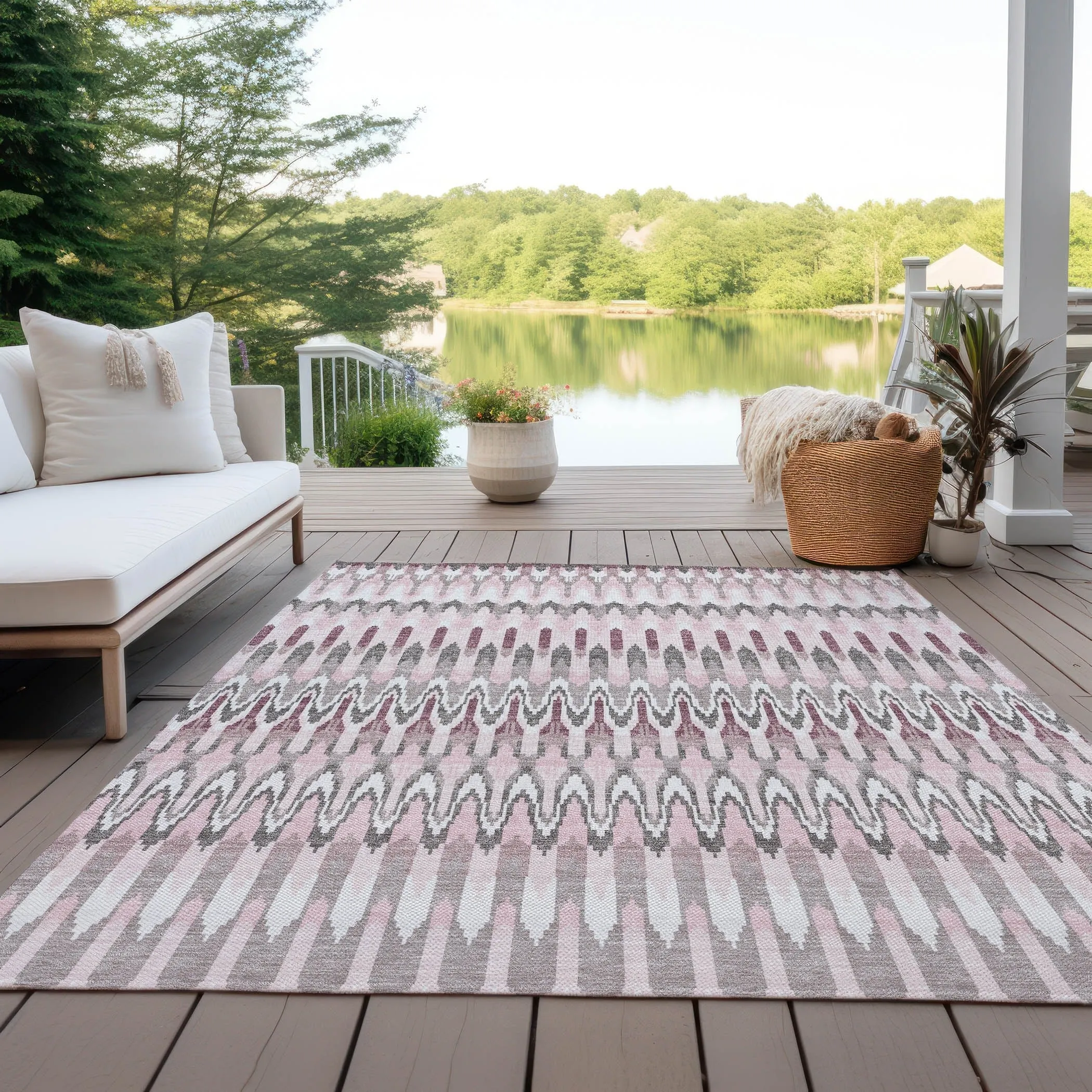 Machine Washable Indoor/ Outdoor Chantille Moroccan Boho Rug