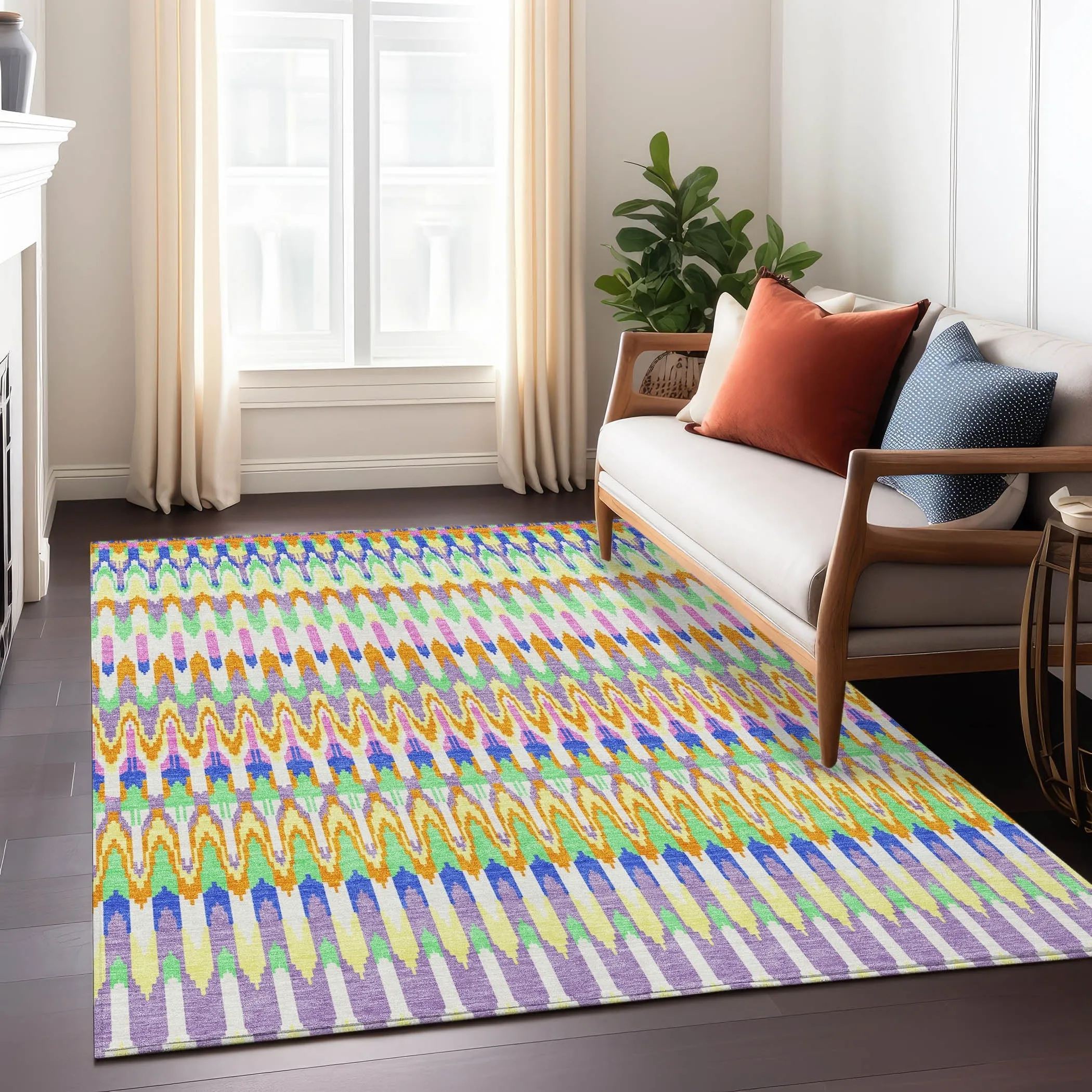 Machine Washable Indoor/ Outdoor Chantille Moroccan Boho Rug