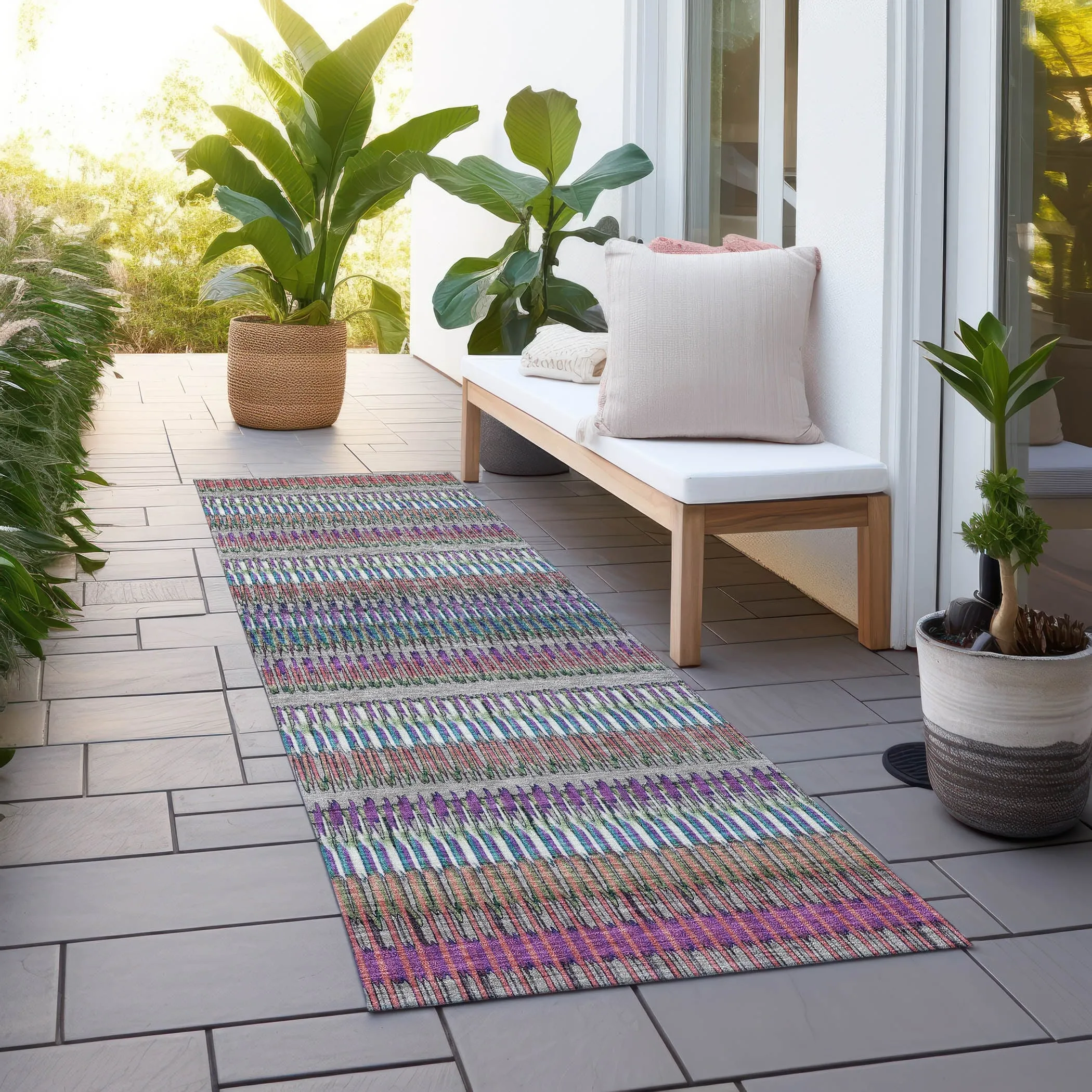 Machine Washable Indoor/ Outdoor Chantille Moroccan Boho Rug