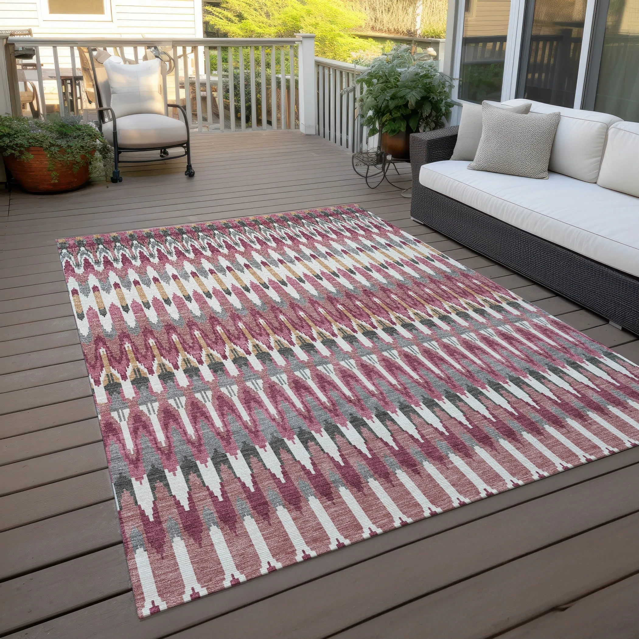 Machine Washable Indoor/ Outdoor Chantille Moroccan Boho Rug