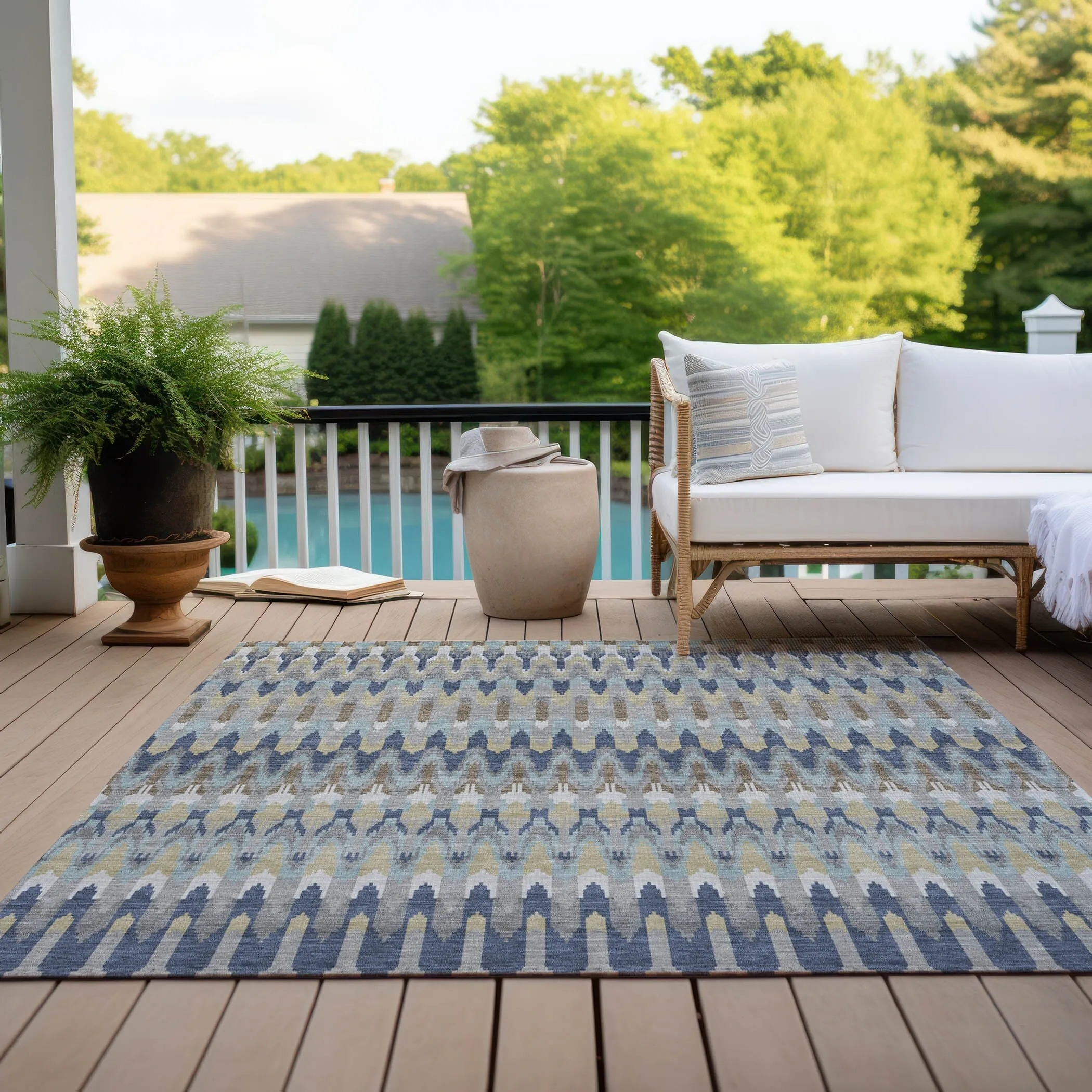 Machine Washable Indoor/ Outdoor Chantille Moroccan Boho Rug