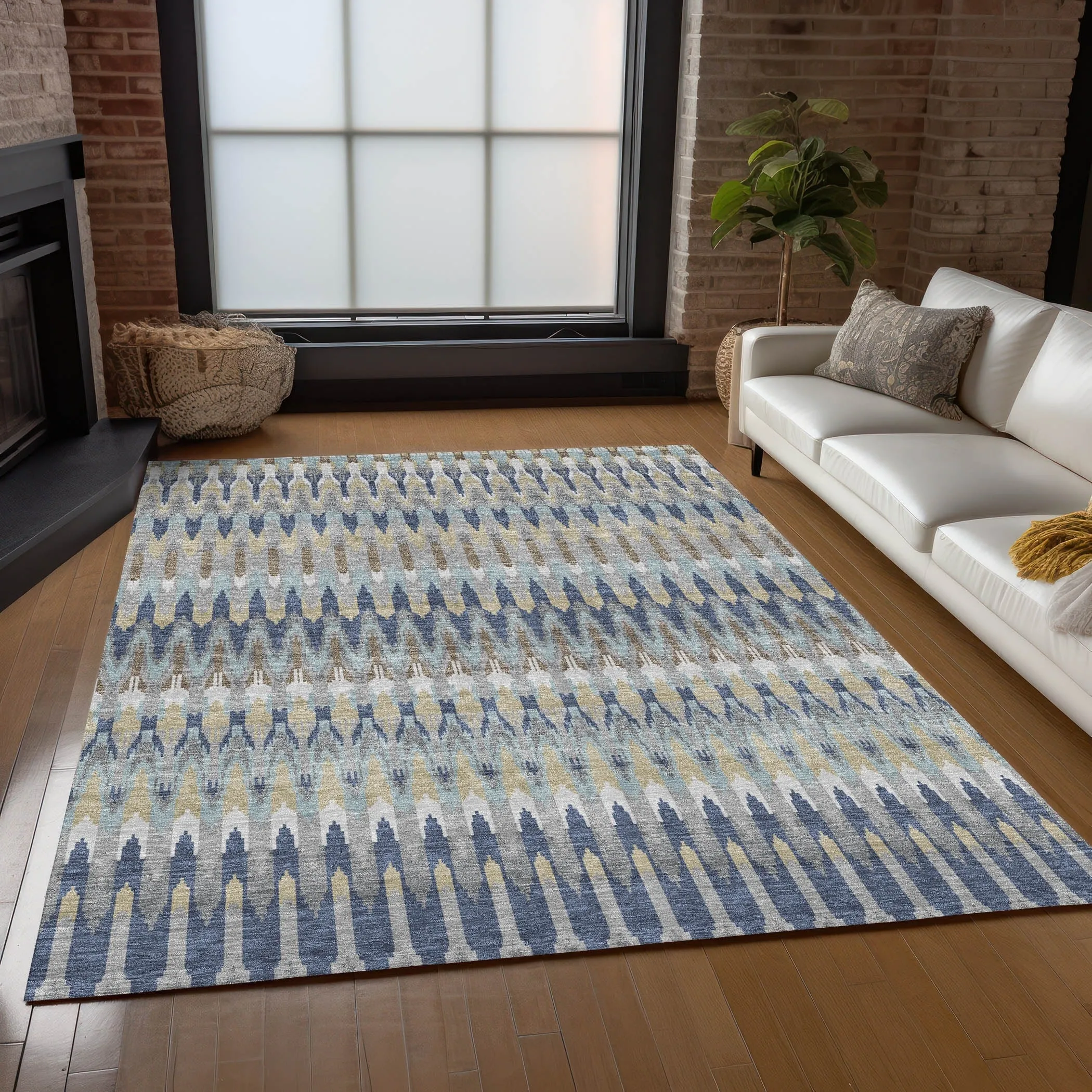 Machine Washable Indoor/ Outdoor Chantille Moroccan Boho Rug