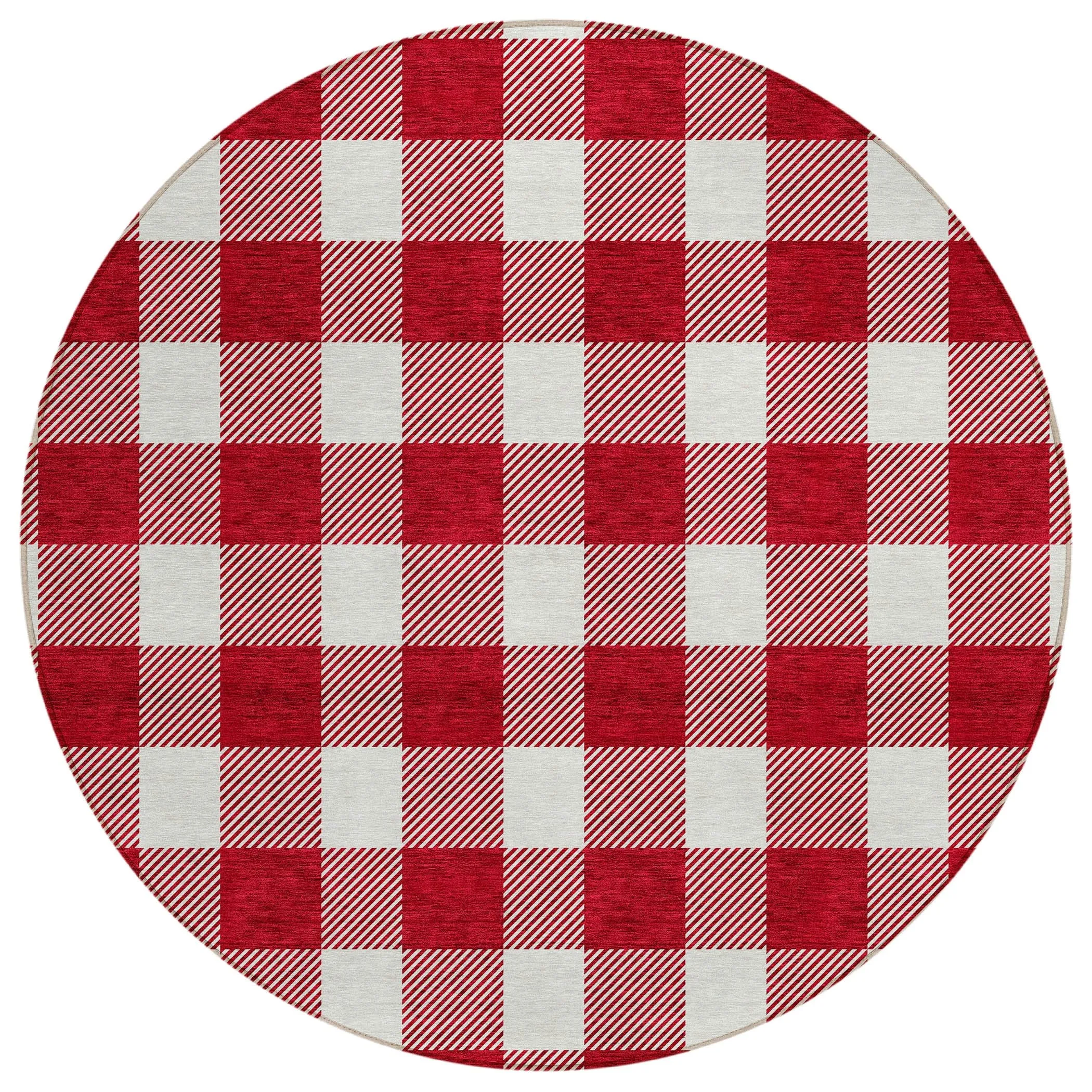 Machine Washable Indoor/ Outdoor Chantille Plaid Rug