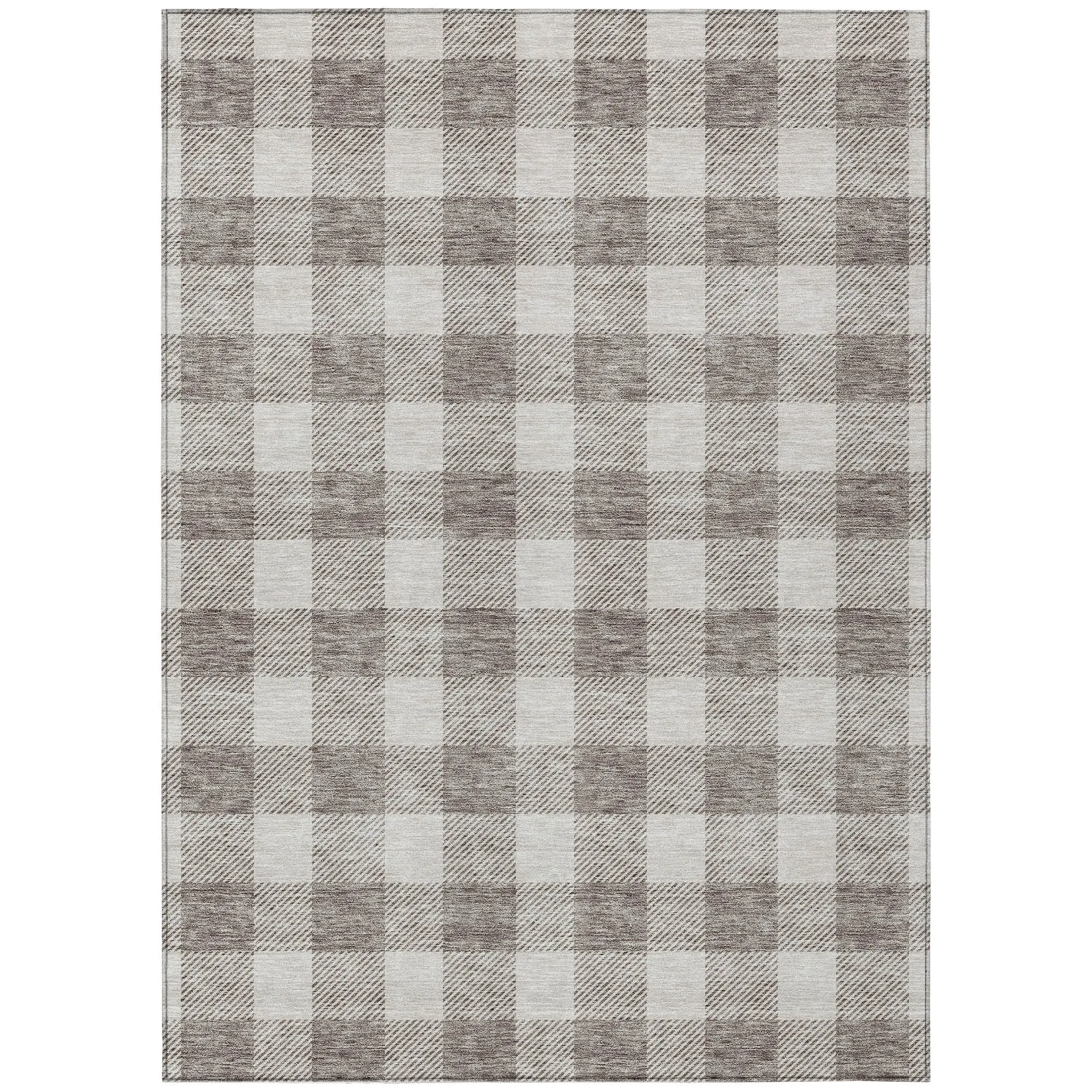 Machine Washable Indoor/ Outdoor Chantille Plaid Rug