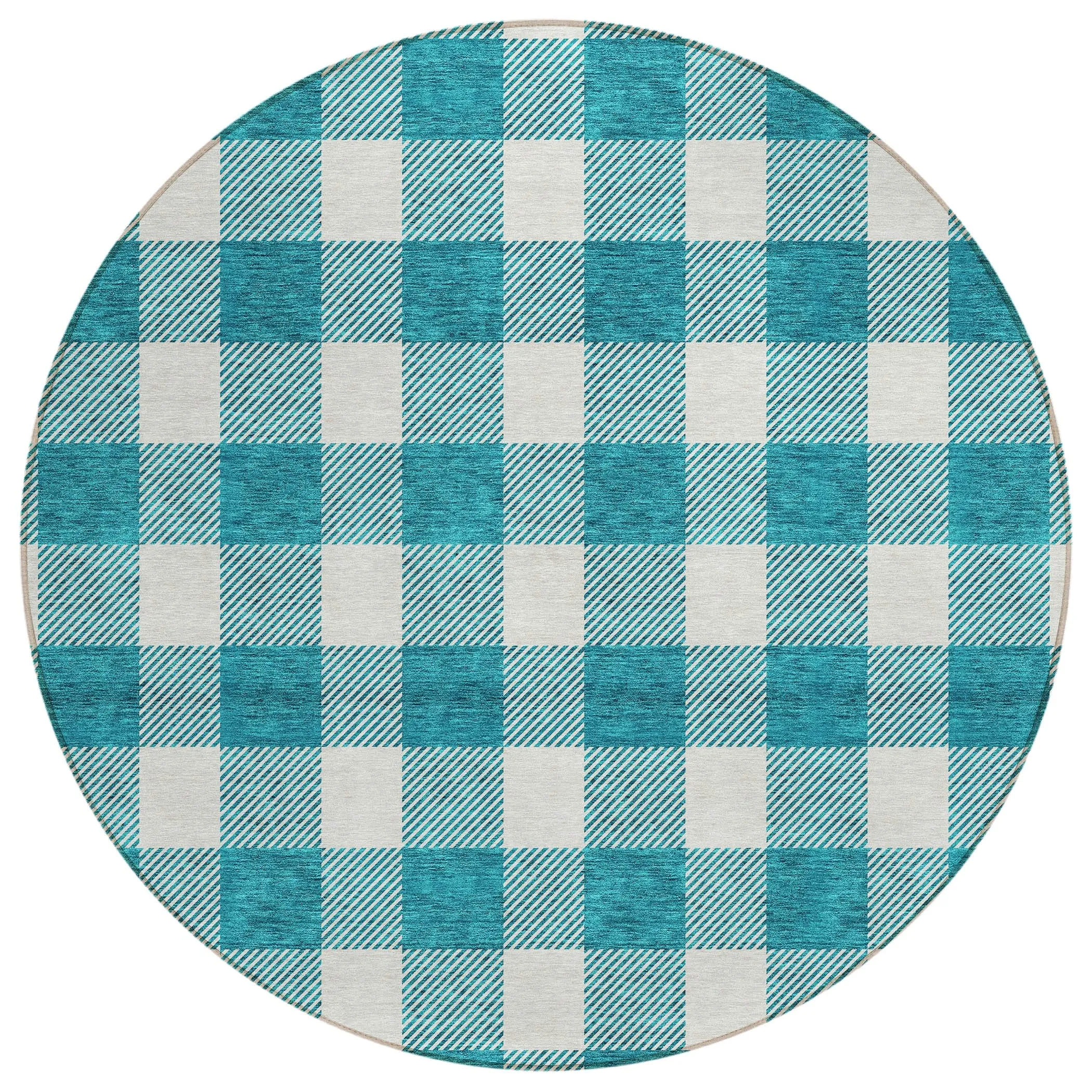 Machine Washable Indoor/ Outdoor Chantille Plaid Rug