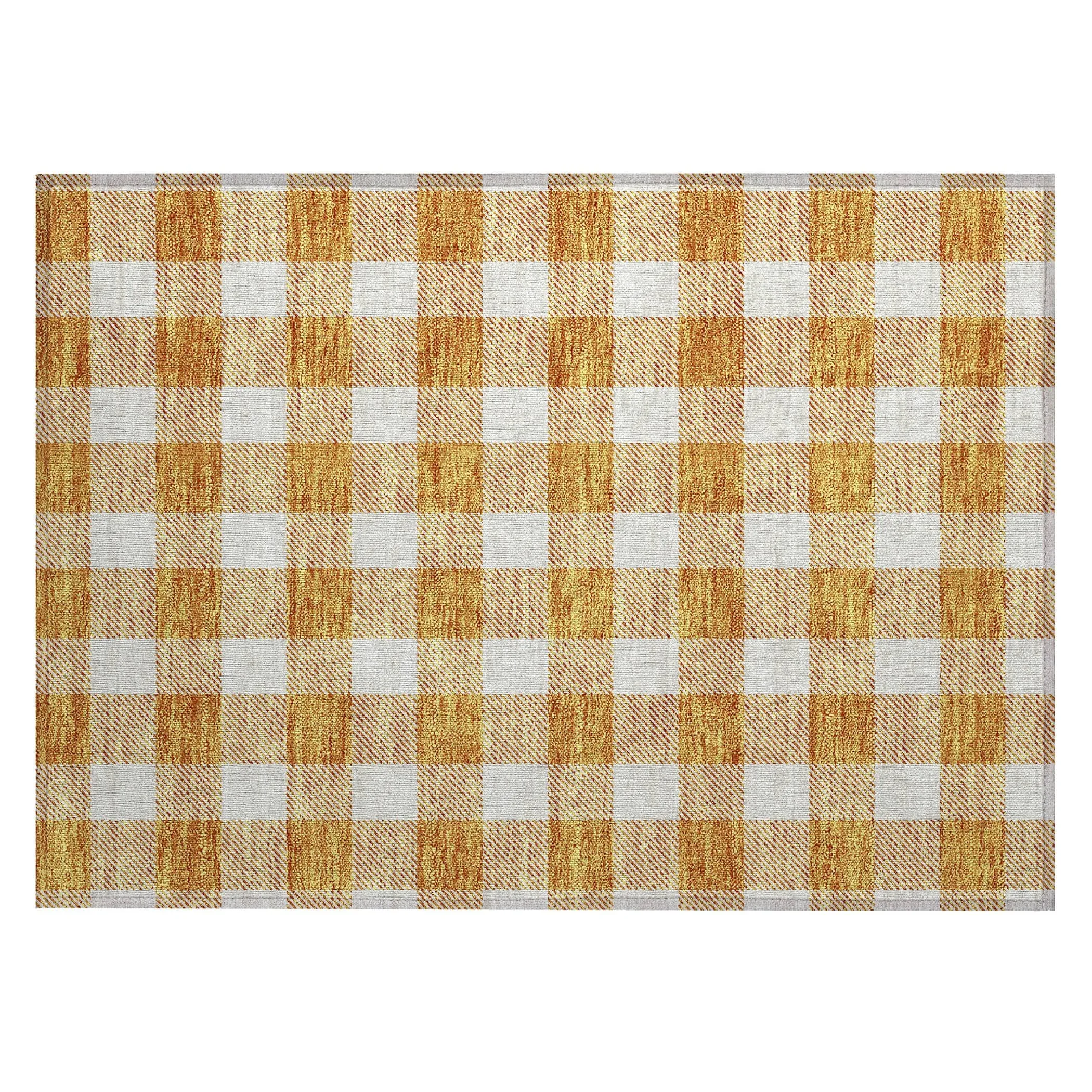 Machine Washable Indoor/ Outdoor Chantille Plaid Rug